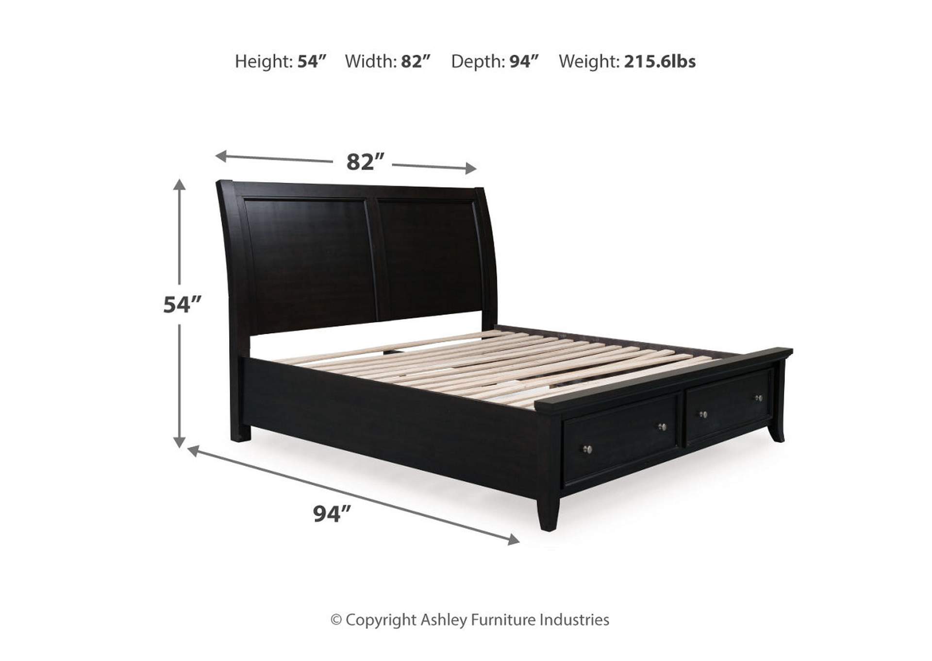 Bambori California King Sleigh Storage Bed with Mirrored Dresser image 10