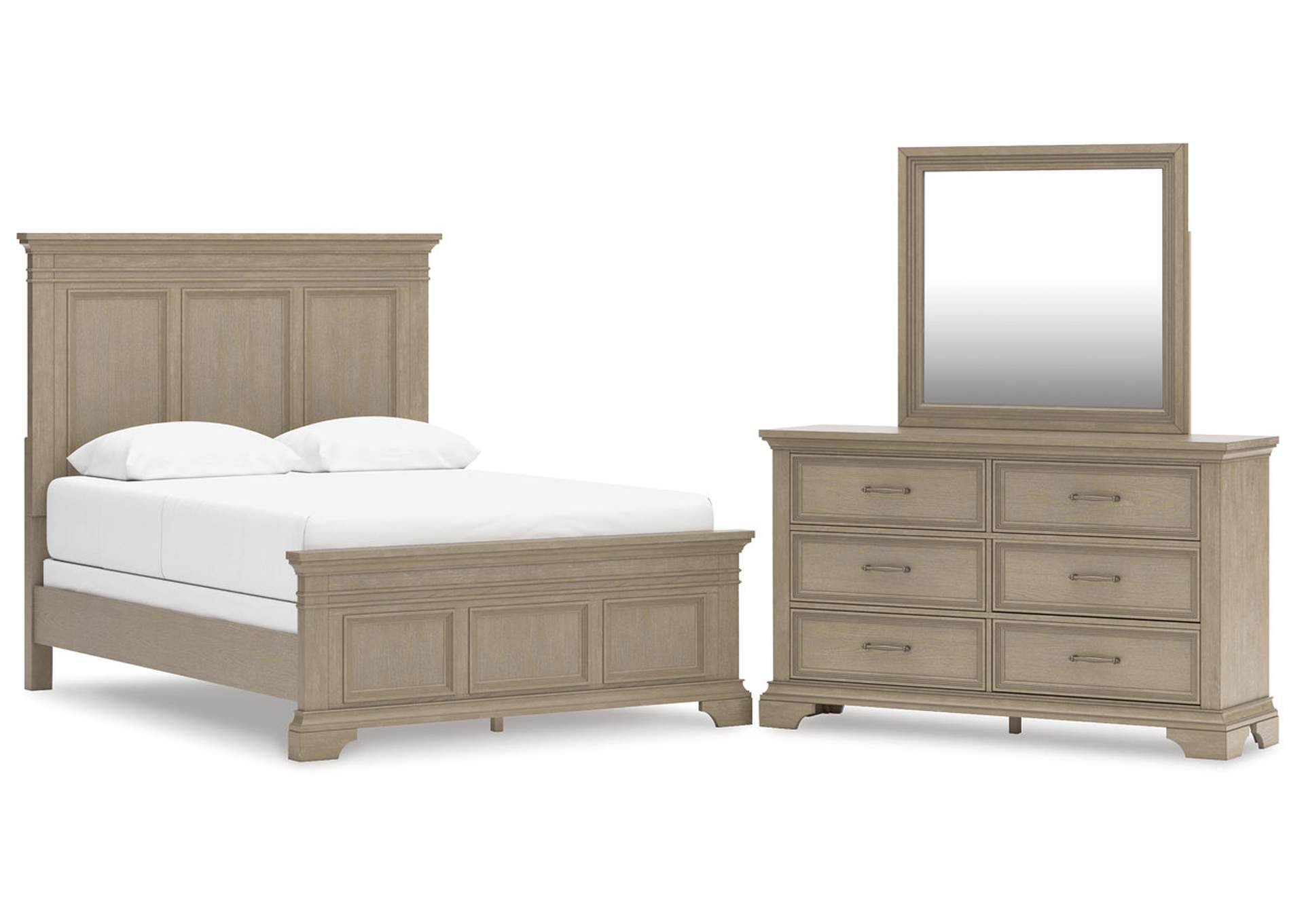 Vallardia Queen Panel Bed with Mirrored Dresser image 1