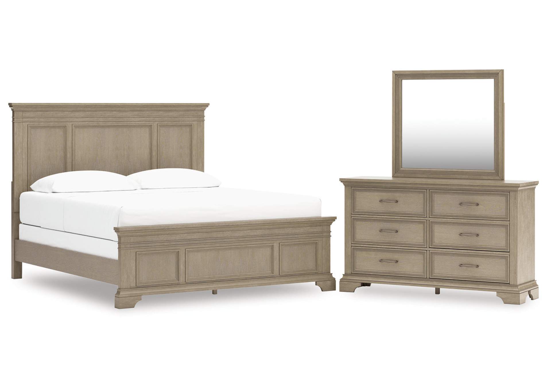 Vallardia California King Panel Bed with Mirrored Dresser image 1