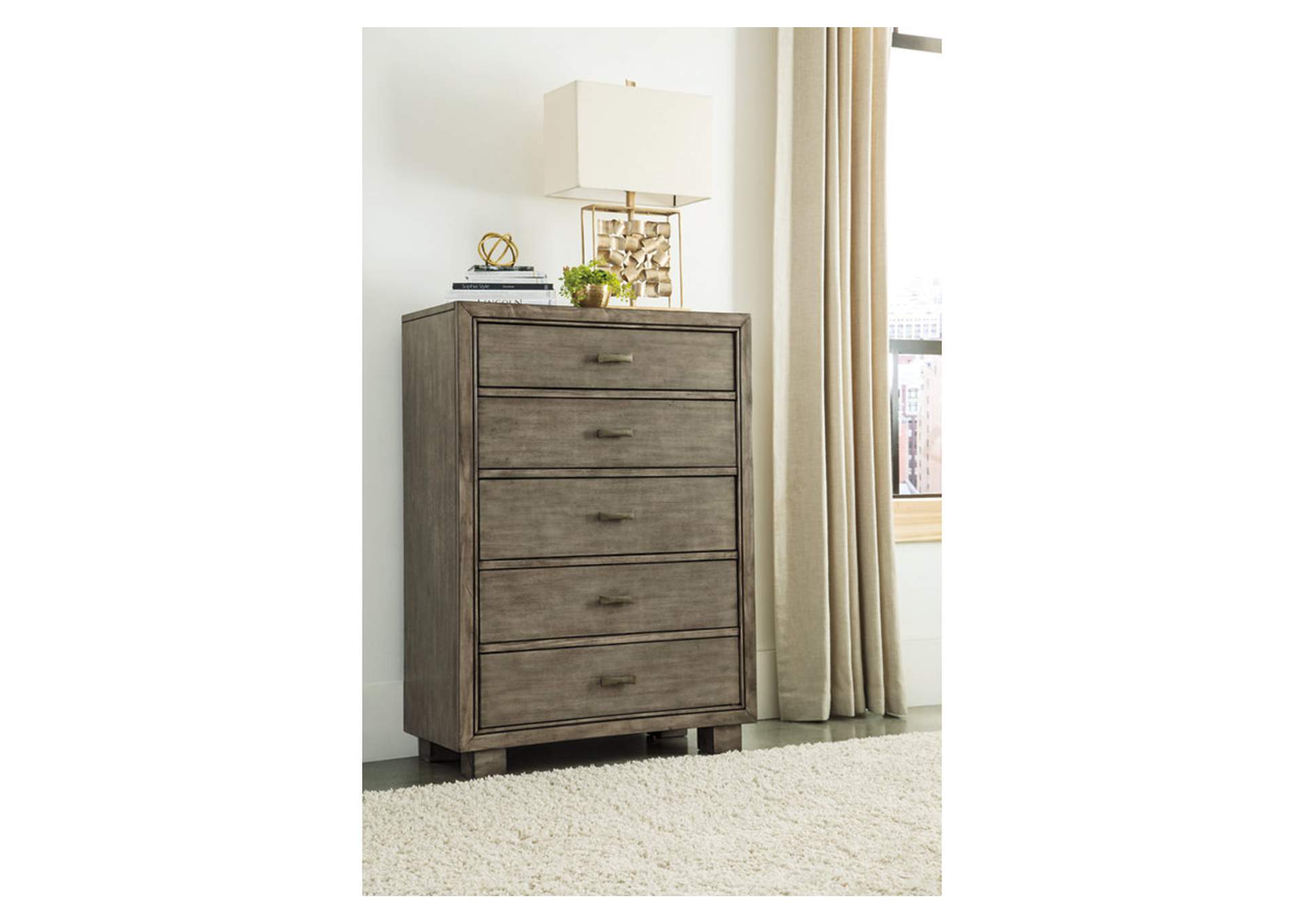 Full Bookcase Bed with Mirrored Dresser and Chest