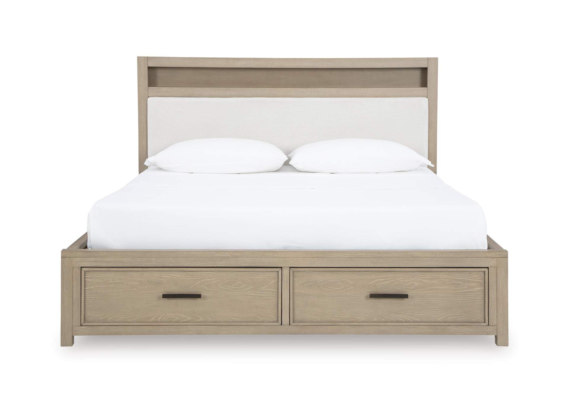 Calmoro Queen Bookcase Bed with Mirrored Dresser image 2