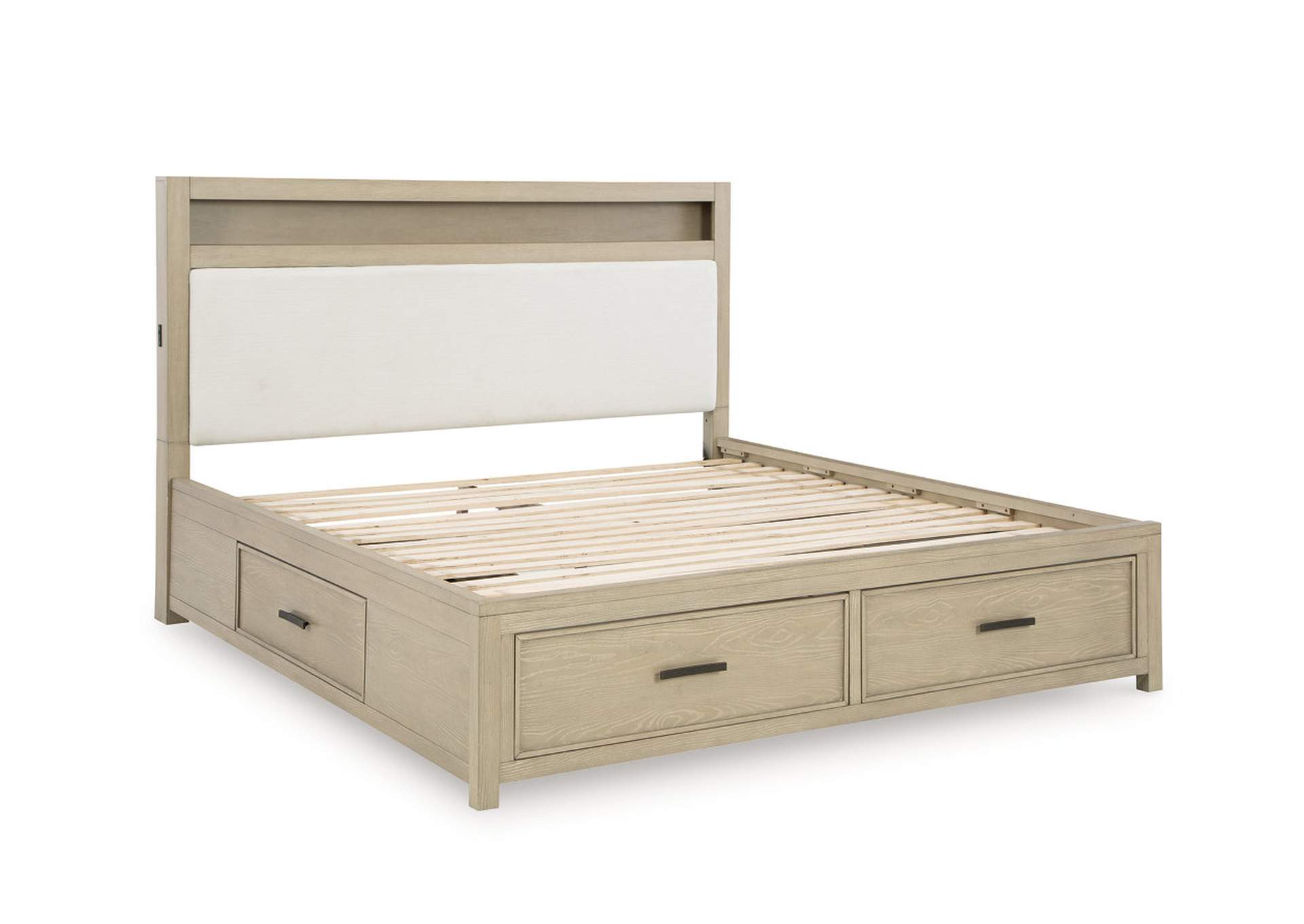 Calmoro Queen Bookcase Bed with Mirrored Dresser image 5