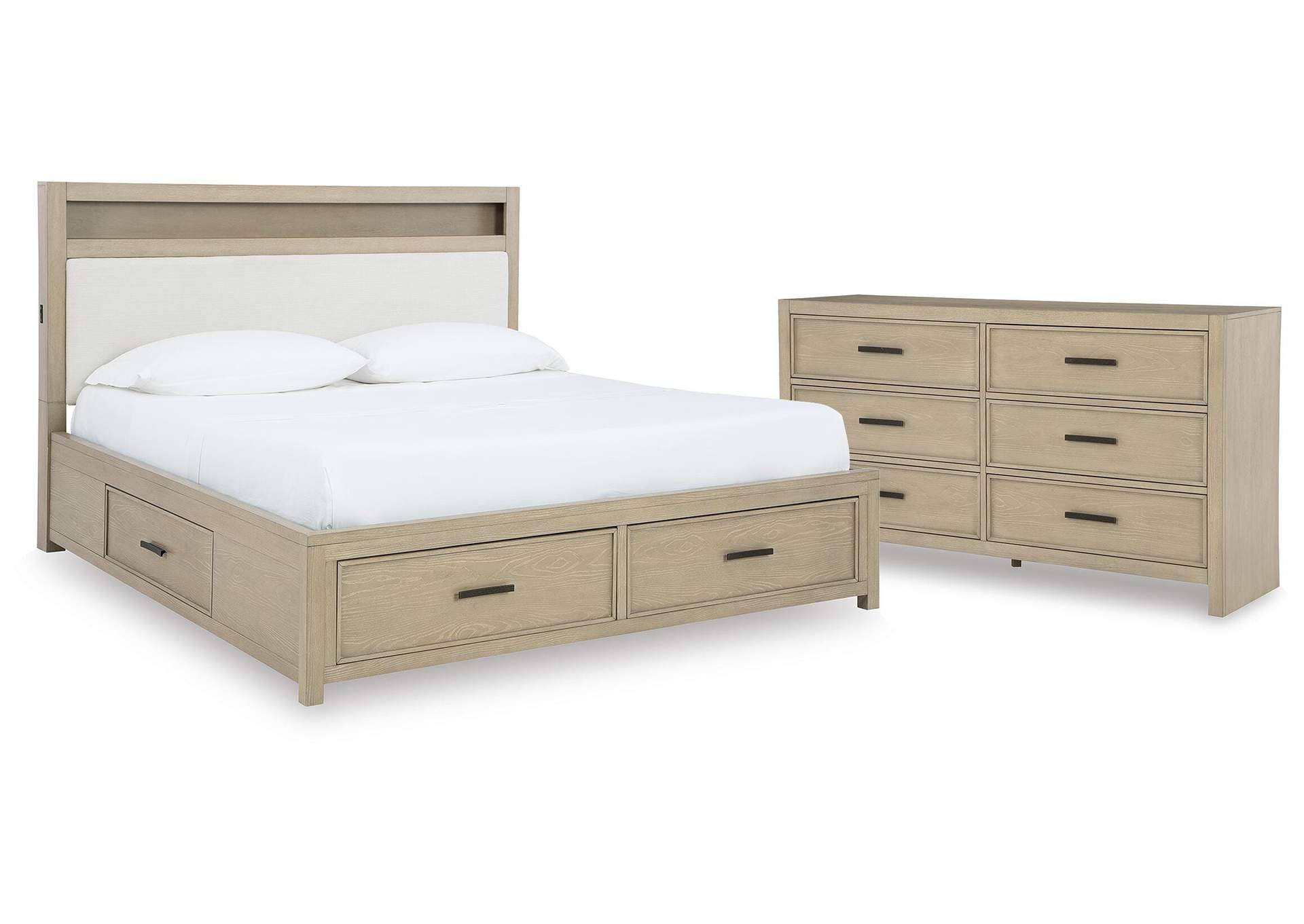 Calmoro California King Bookcase Bed with Dresser image 1