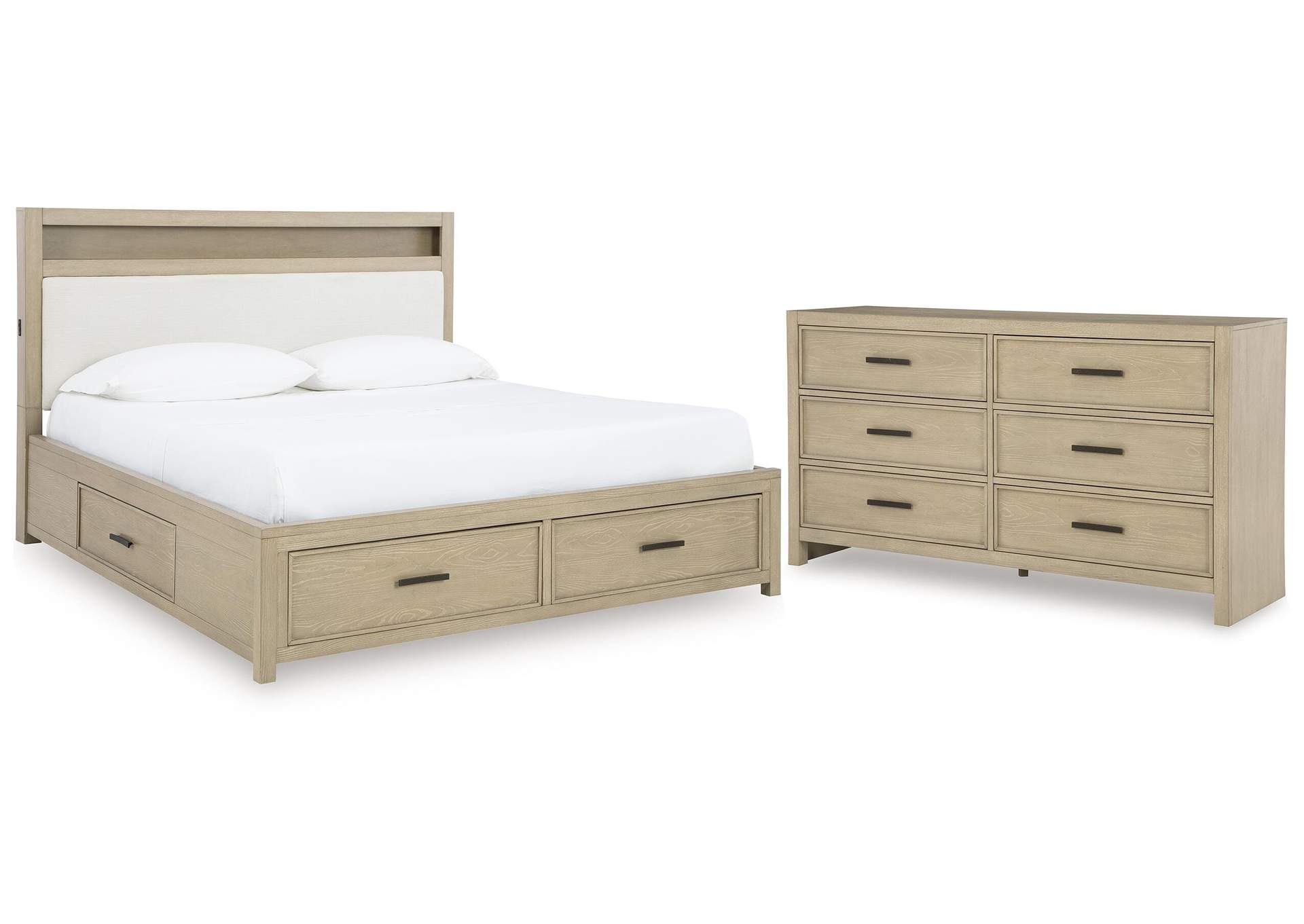 Calmoro King Bookcase Bed with Dresser image 1