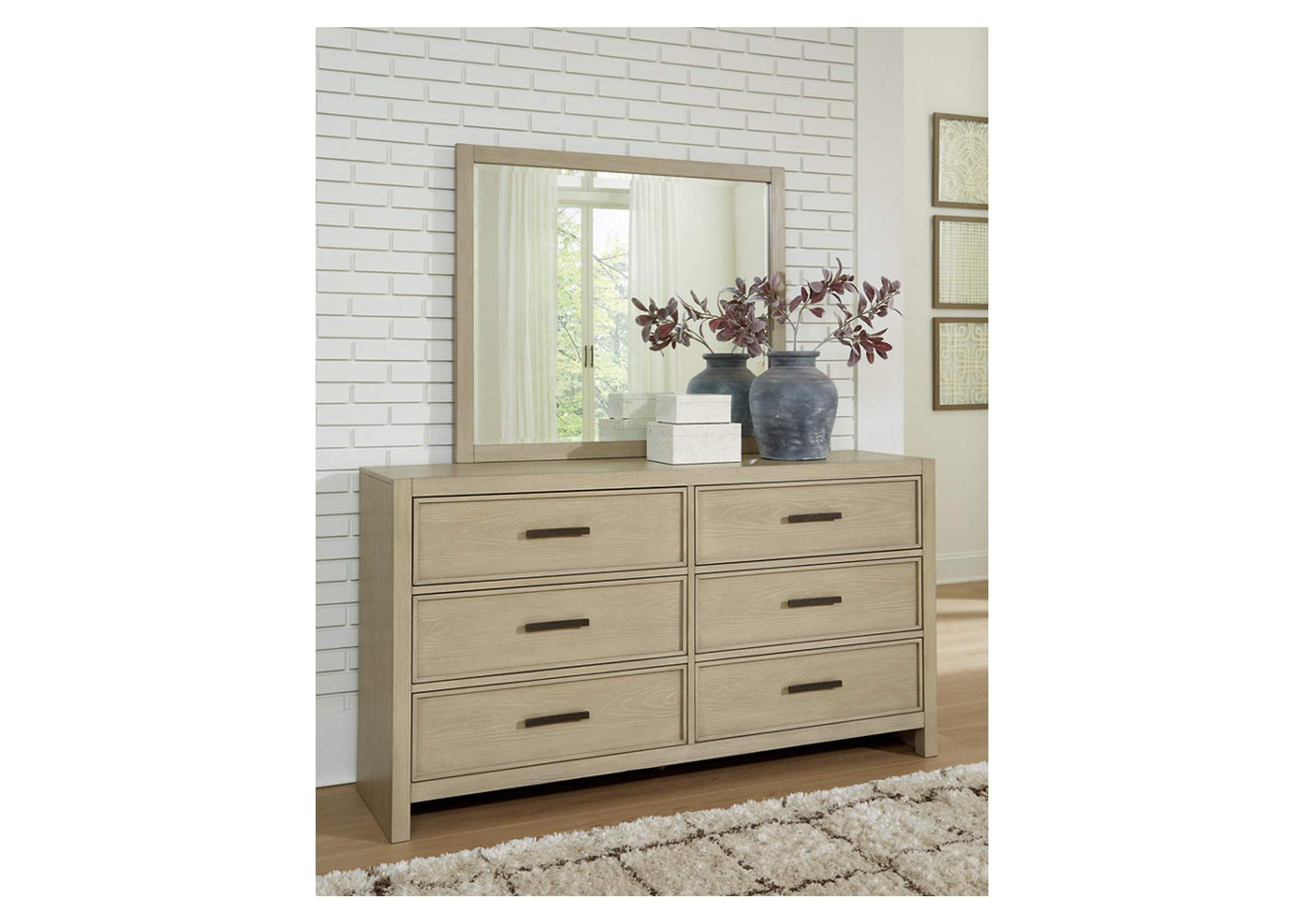 Calmoro California King Bookcase Bed with Mirrored Dresser and Nightstand image 14