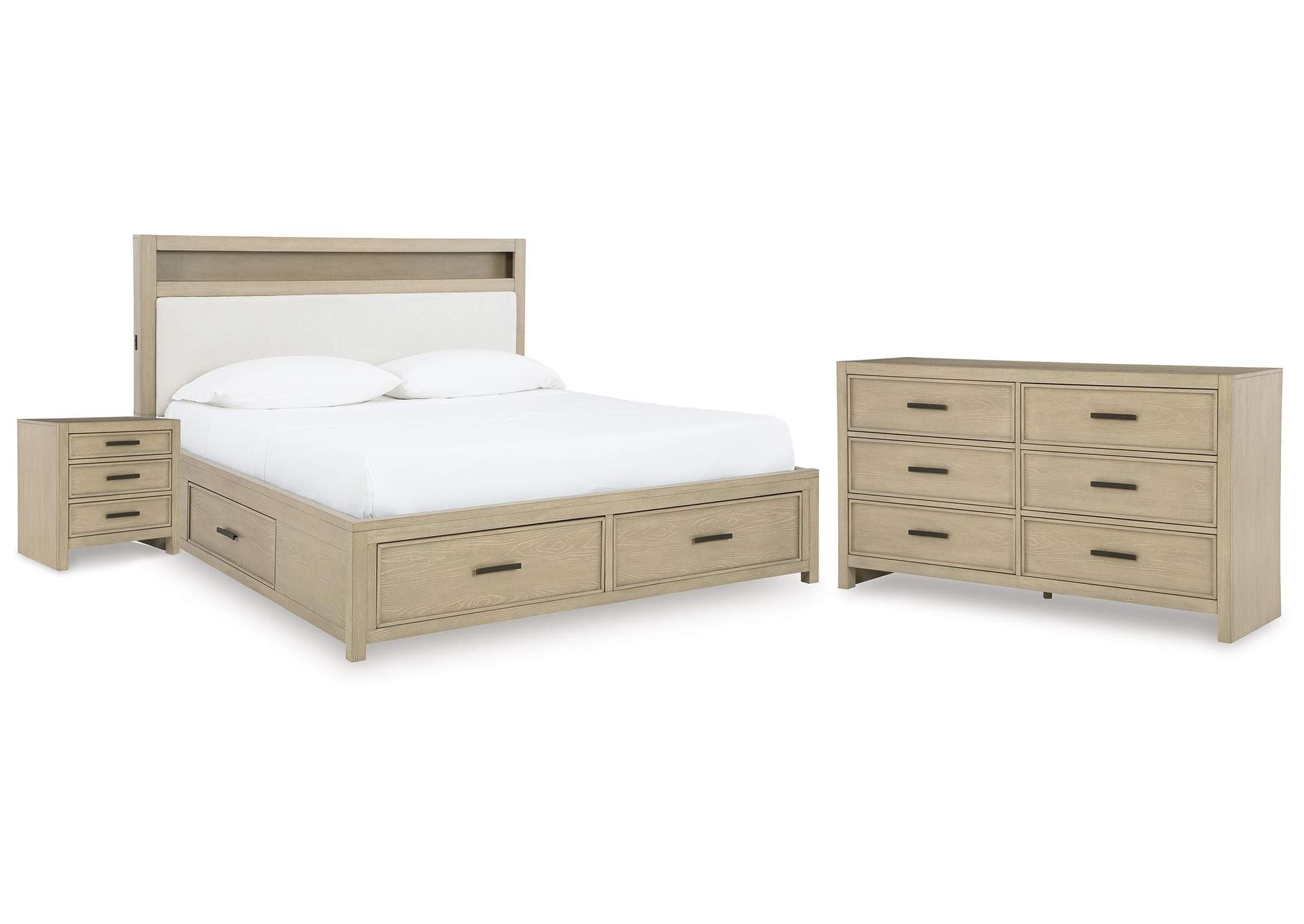Calmoro King Bookcase Bed with Dresser and Nightstand image 1