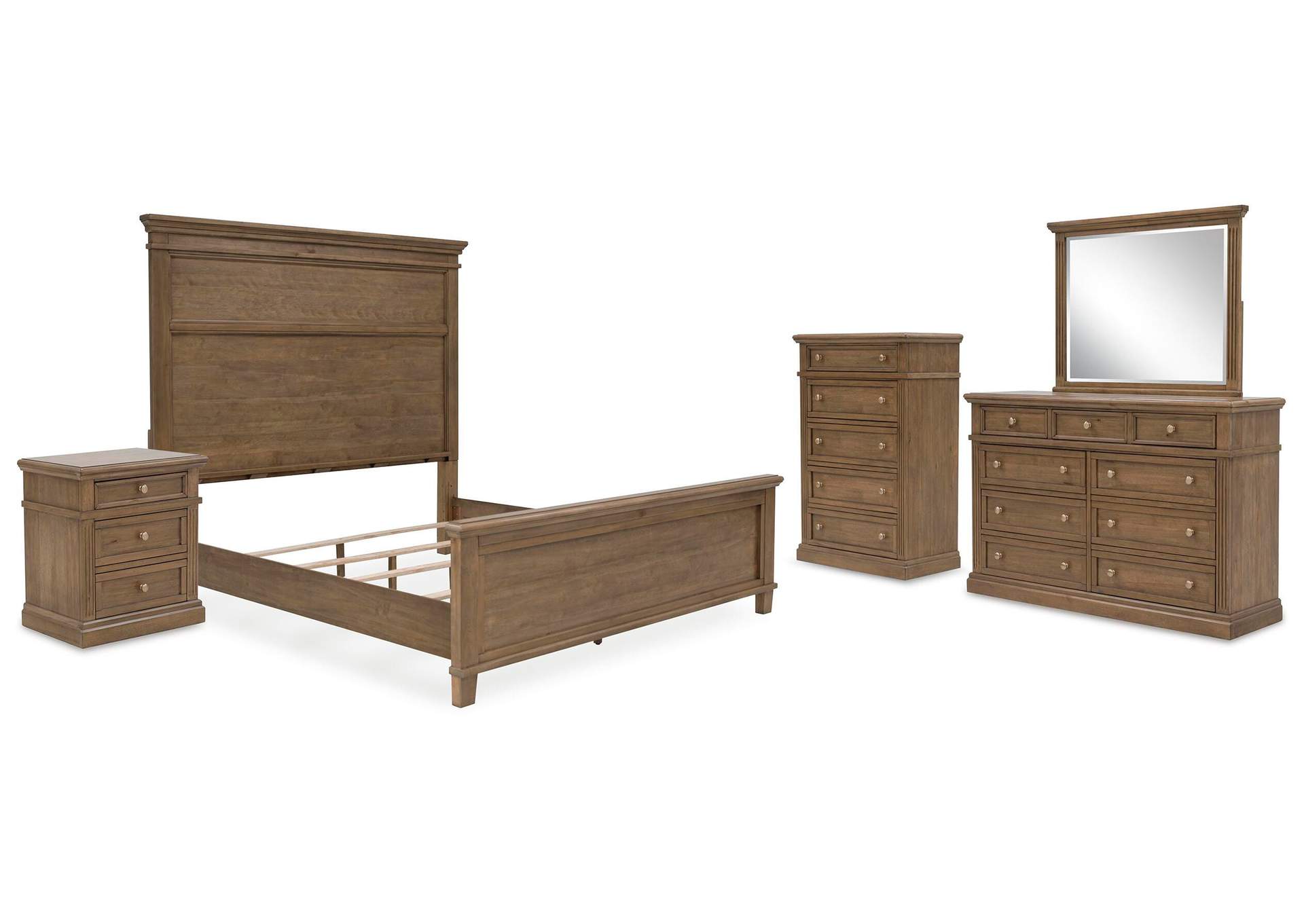 Mylarken King Panel Bed, Dresser, Mirror, Chest and Nightstand image 1