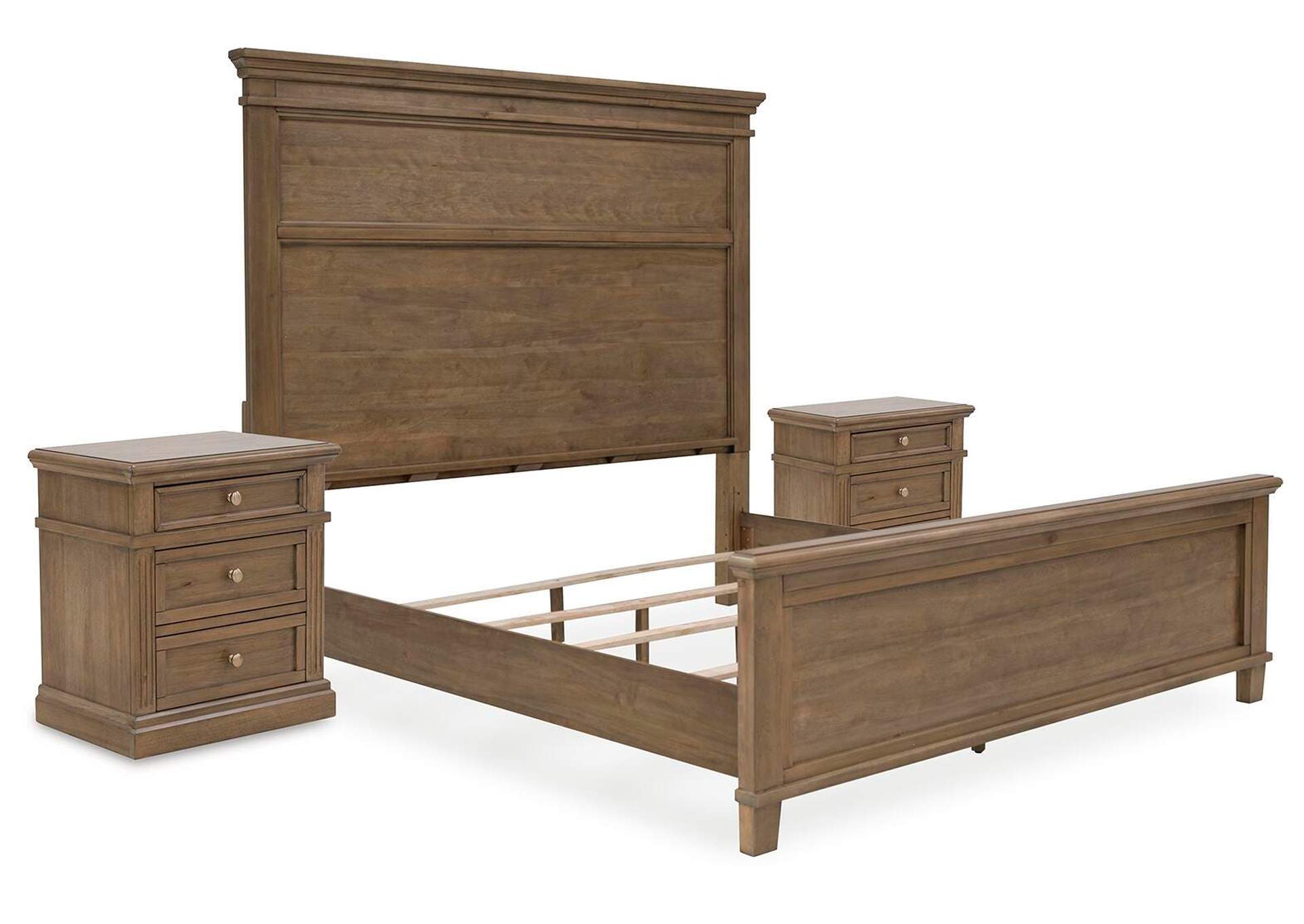 Mylarken King Panel Bed with 2 Nightstands image 1