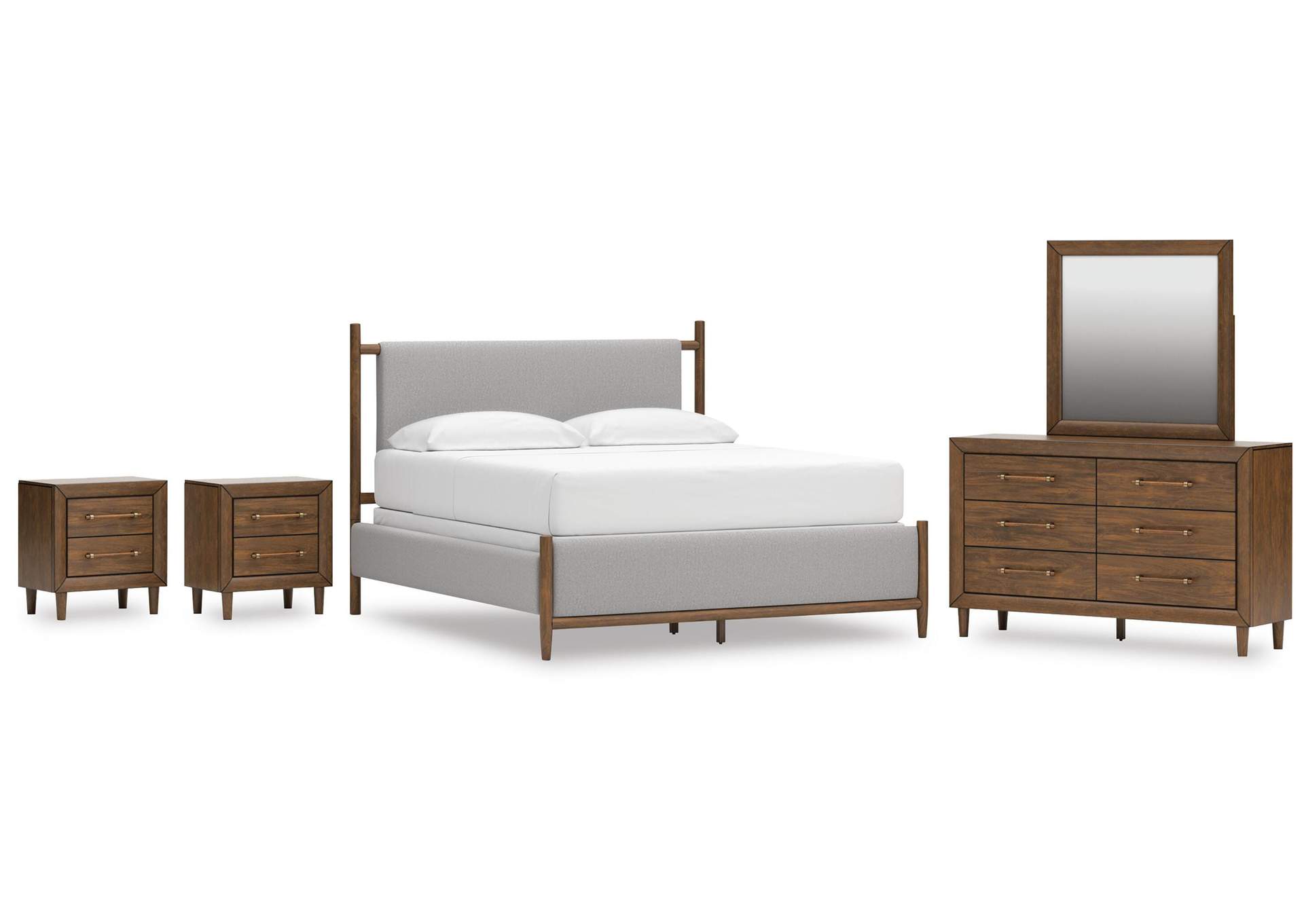 Lyncott California King Upholstered Bed, Dresser, Mirror and 2 Nightstands image 1
