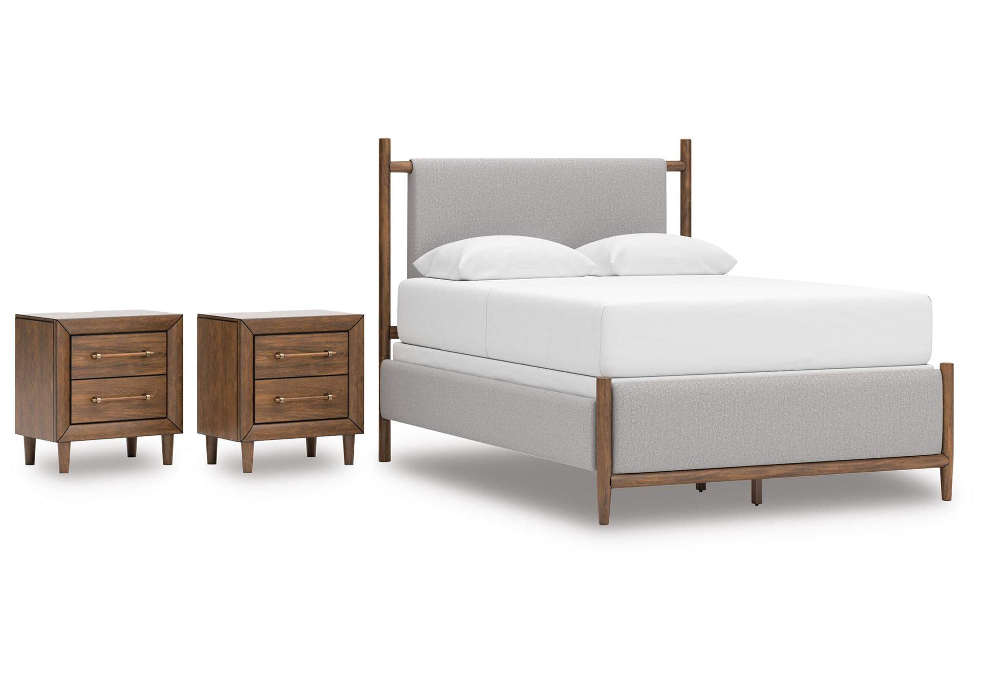 Lyncott Queen Upholstered Panel Bed and 2 Nightstands image 1