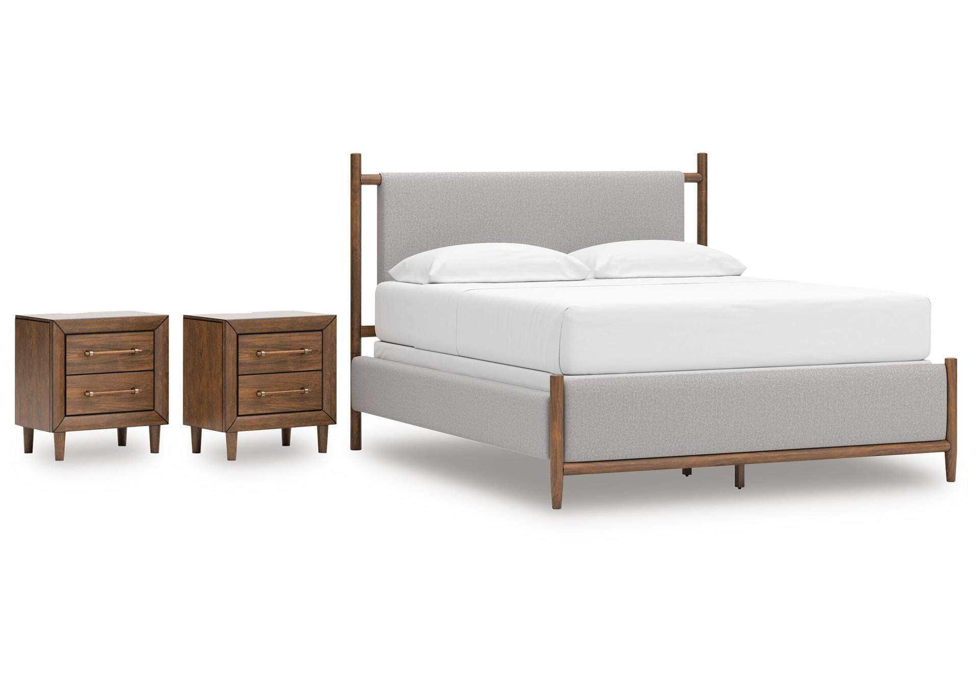 Lyncott California King Upholstered Bed and 2 Nightstands image 1