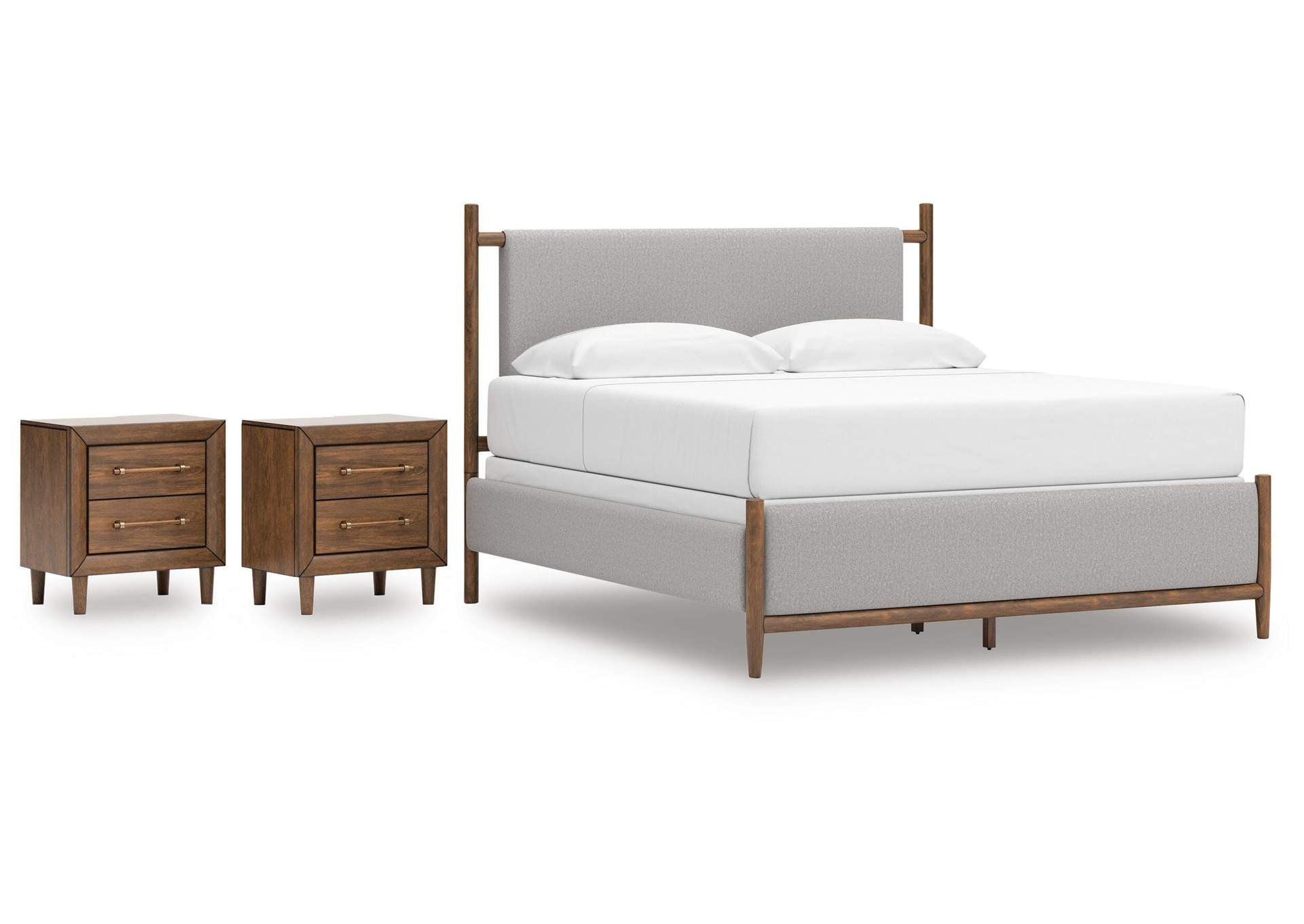 Lyncott King Upholstered Bed and 2 Nightstands image 1