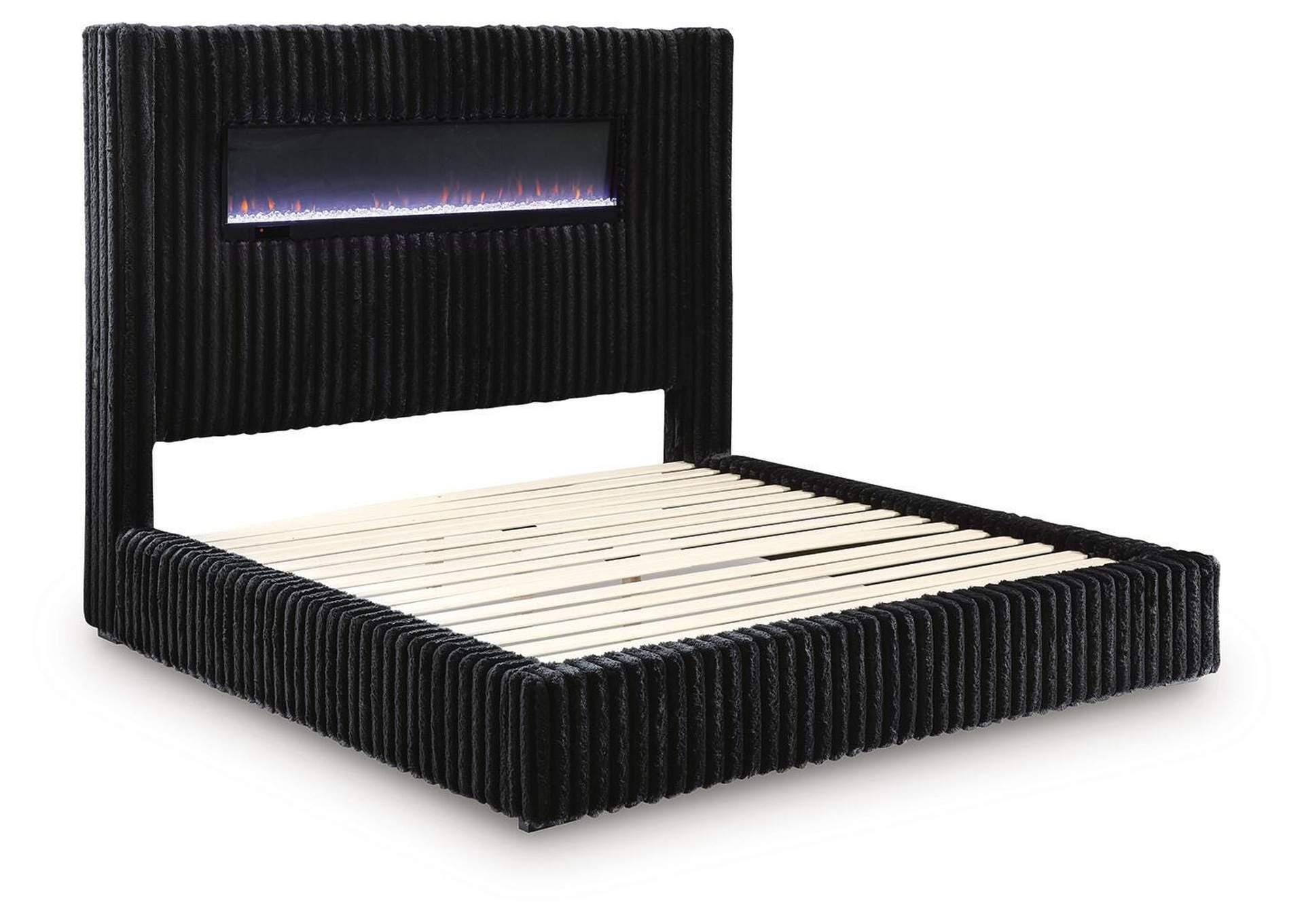 Tayleena Queen Upholstered Bed with Fireplace and Wireless Audio image 3