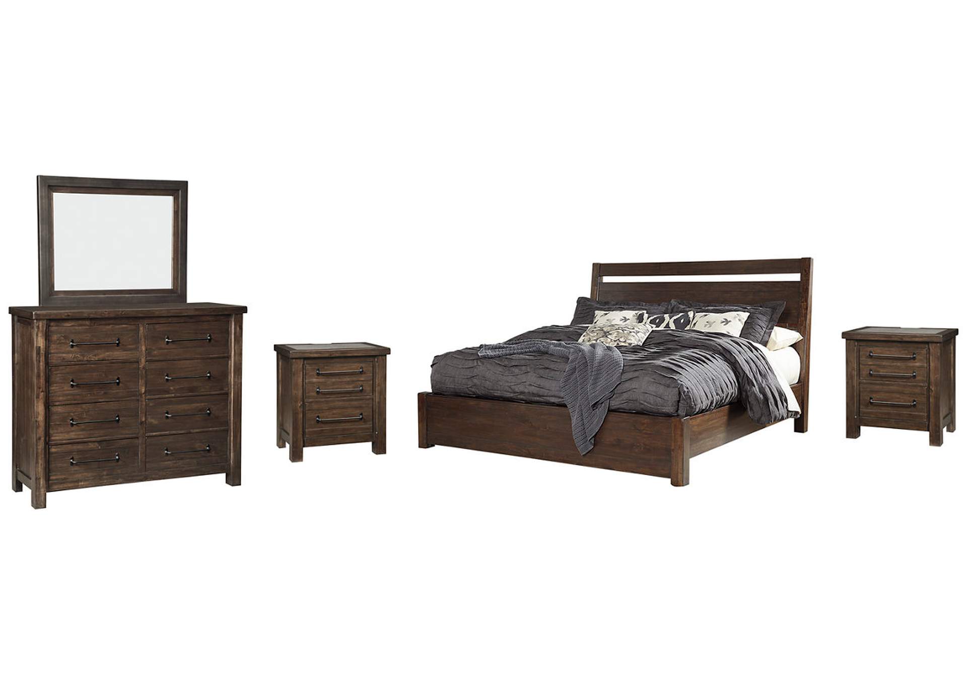 Starmore King Panel Bed with Mirrored Dresser and 2 Nightstands image 1