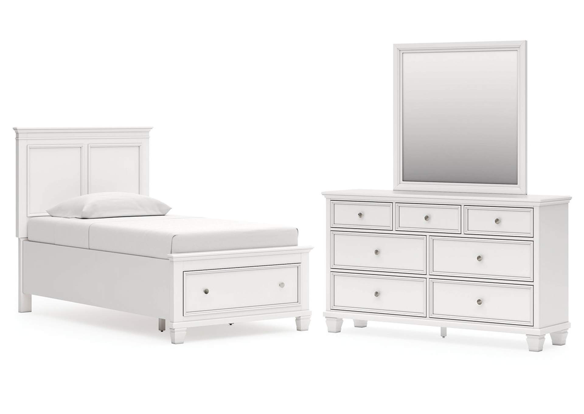 Fortman Twin Panel Storage Bed, Dresser and Mirror image 1