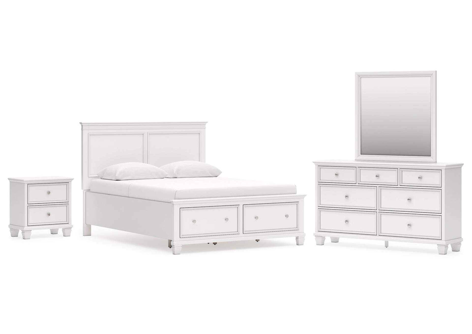 Fortman Queen Panel Storage Bed with Mirrored Dresser and Nightstand image 1