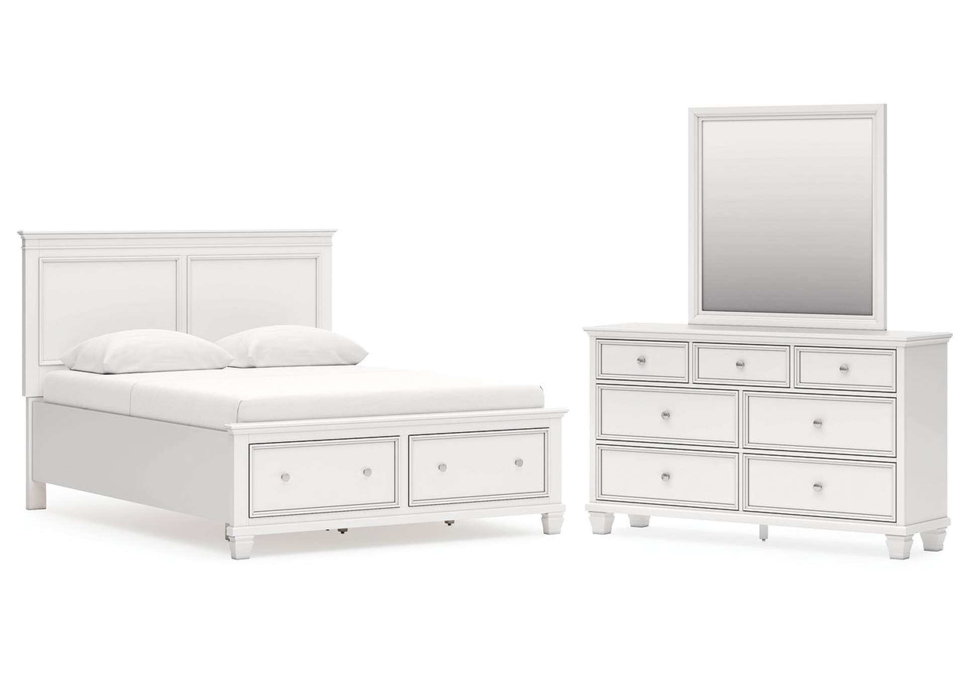 Fortman Queen Panel Storage Bed with Mirrored Dresser image 1