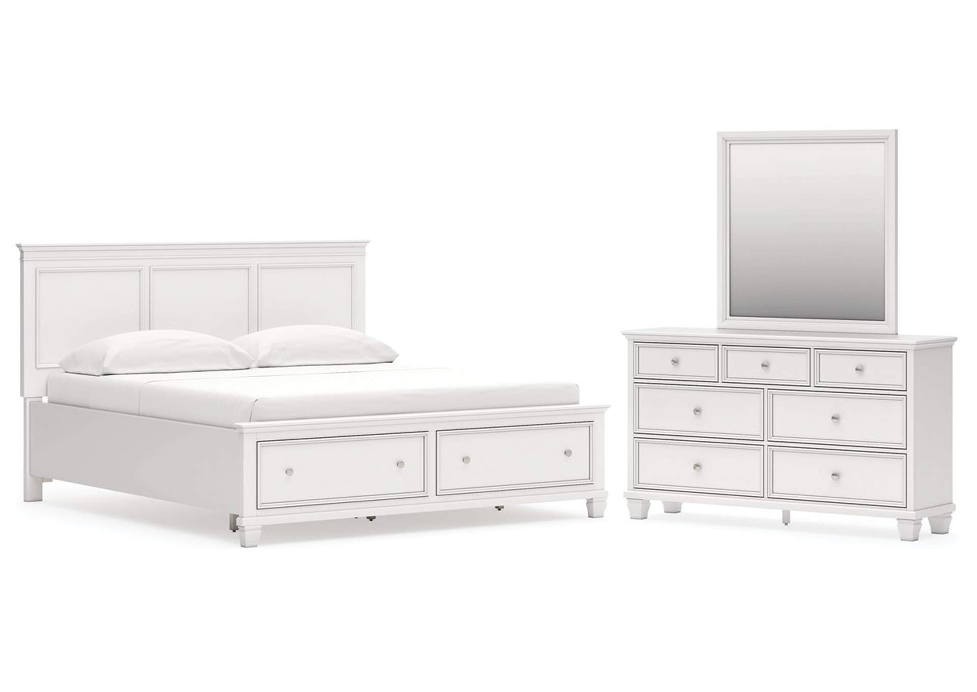 Fortman California King Panel Storage Bed, Dresser and Mirror image 1