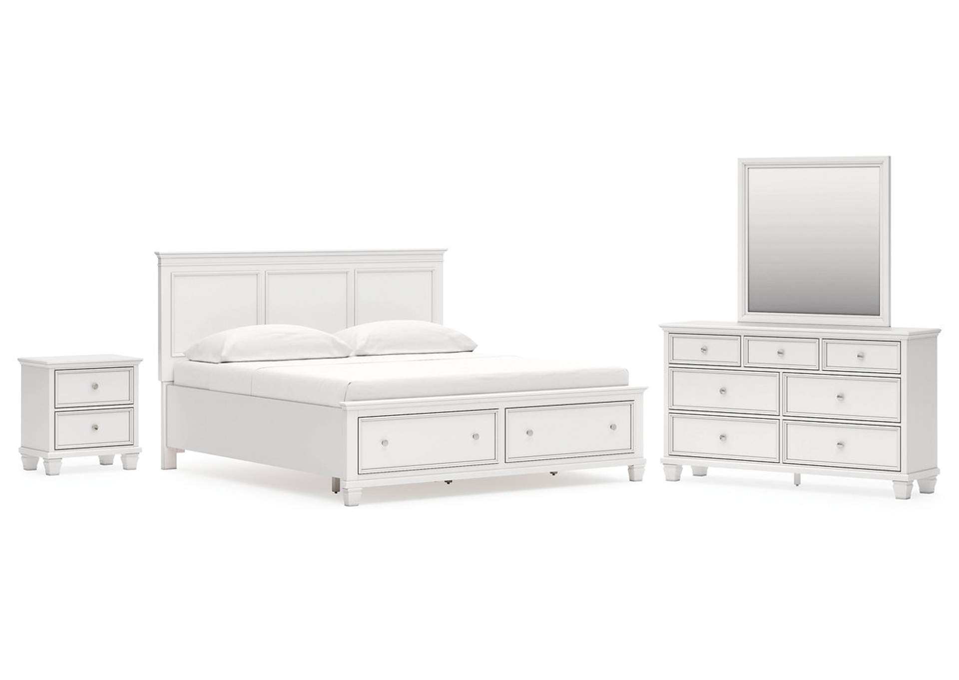 Fortman King Panel Storage Bed with Mirrored Dresser and Nightstand image 1