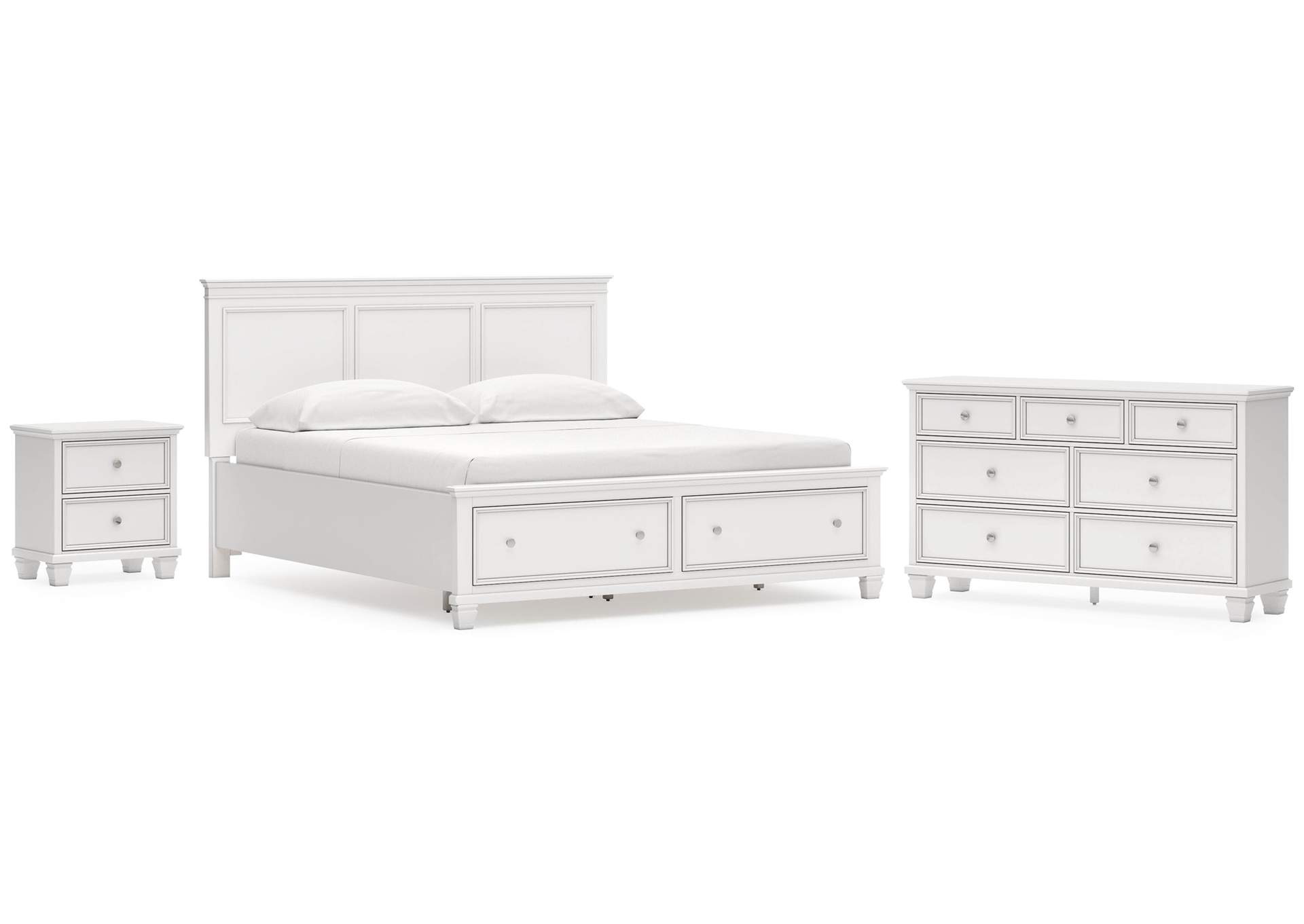 Fortman California King Panel Storage Bed, Dresser and Nightstand image 1
