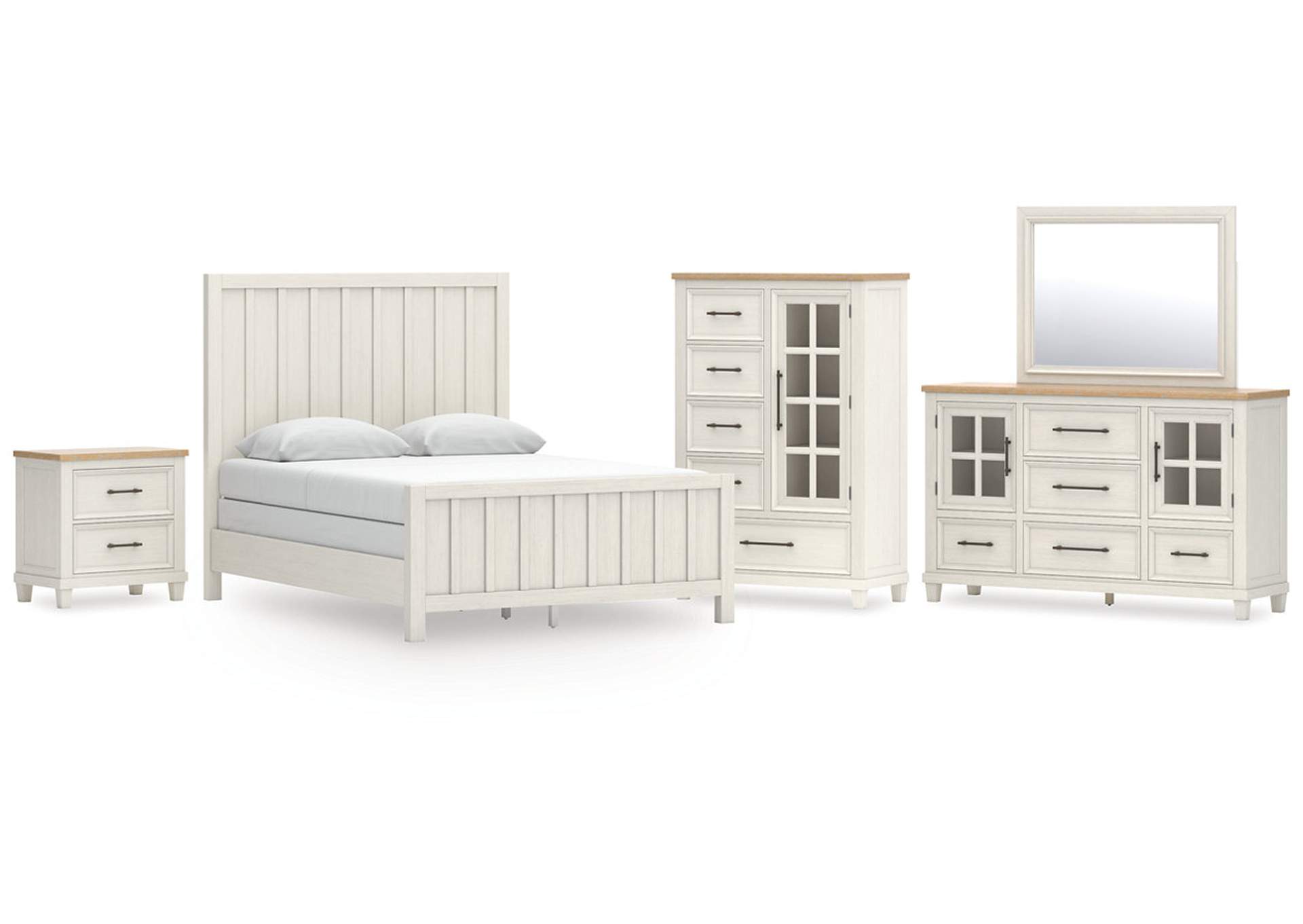 Shaybrock Queen Panel Bed with Mirrored Dresser, Chest and Nightstand image 1