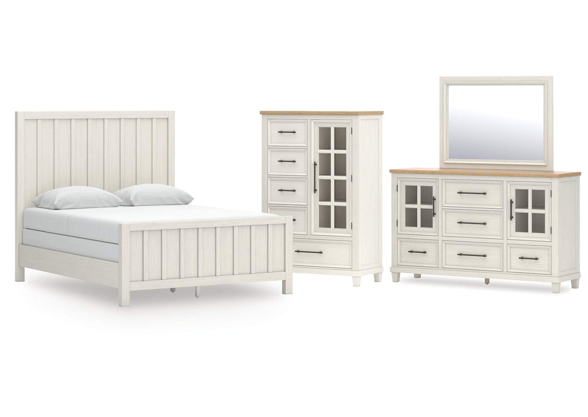 Shaybrock Queen Panel Bed with Mirrored Dresser and Chest image 1