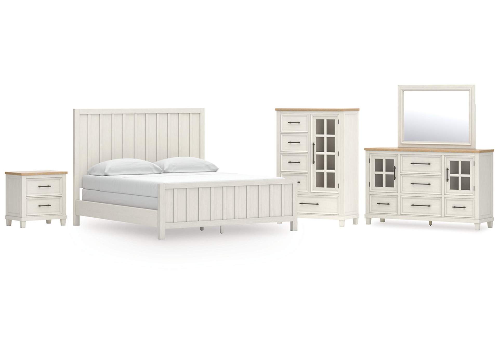 Shaybrock California King Panel Bed with Mirrored Dresser, Chest and Nightstand image 1