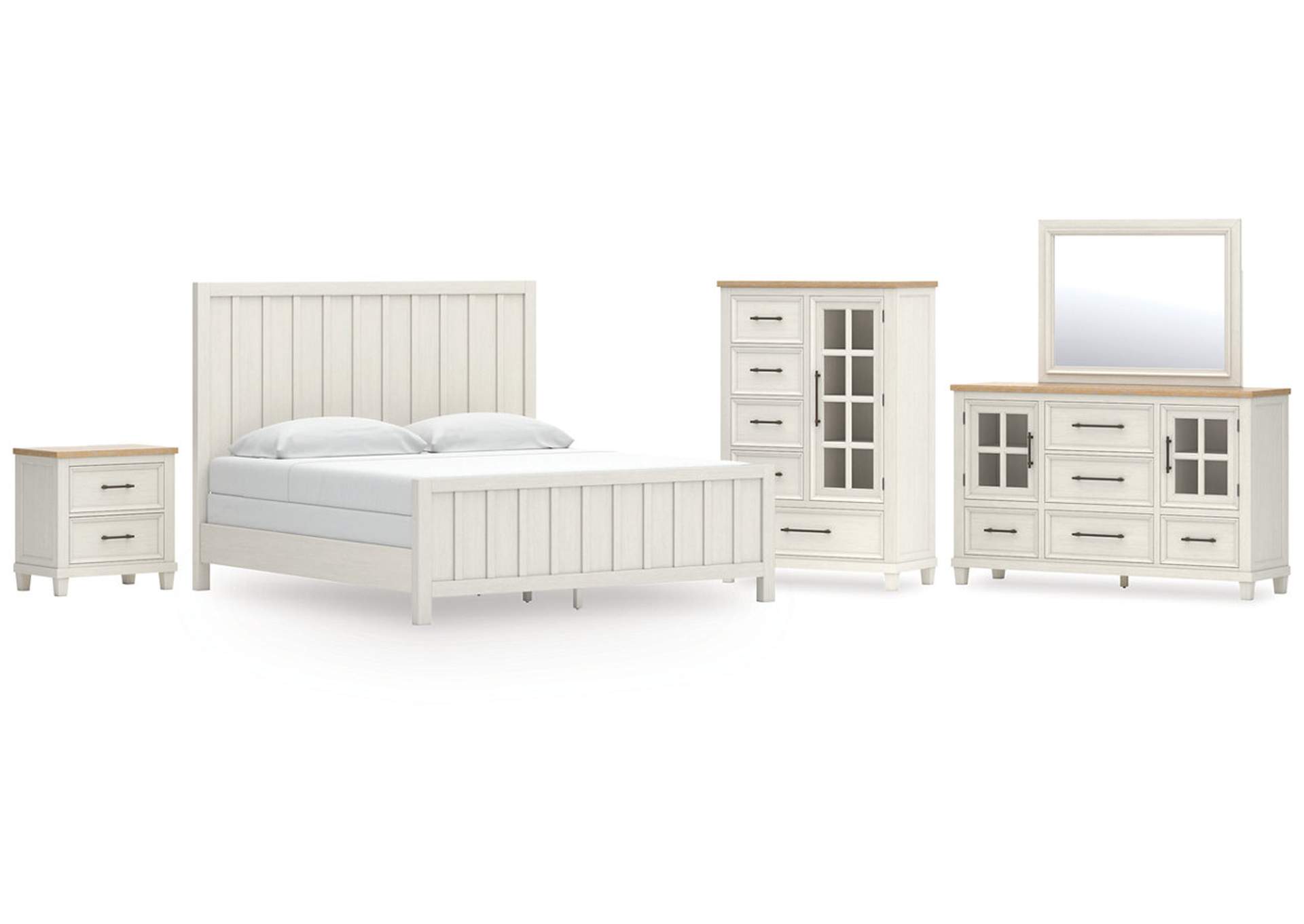 Shaybrock California King Panel Bed with Mirrored Dresser, Chest and Nightstand image 1