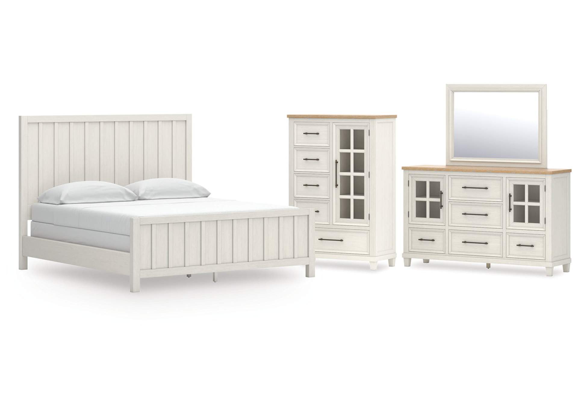Shaybrock California King Panel Bed with Mirrored Dresser and Chest image 1