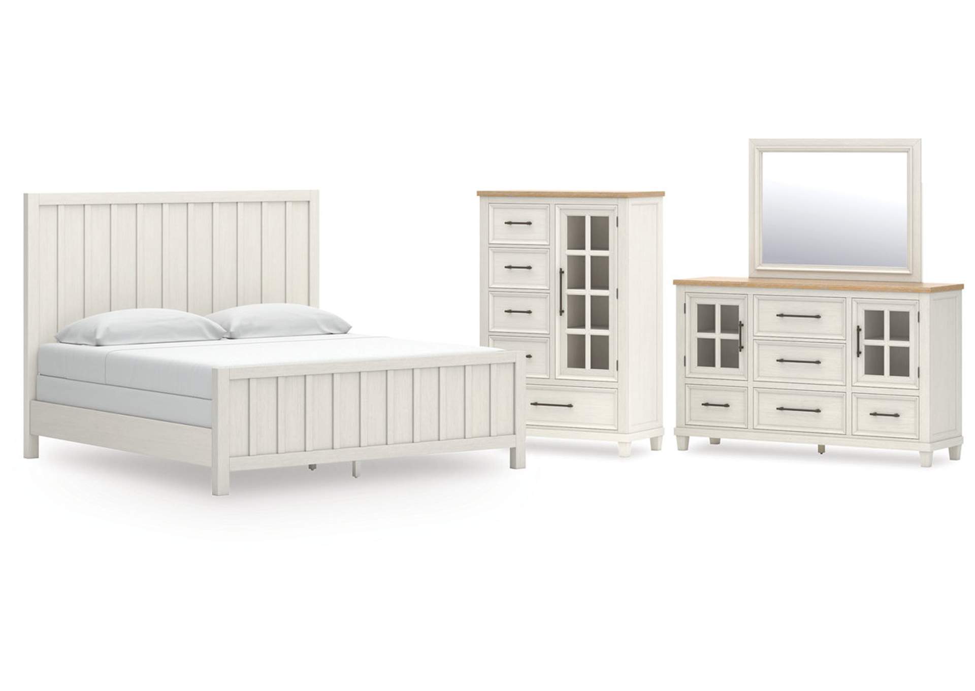 Shaybrock King Panel Bed with Mirrored Dresser and Chest image 1