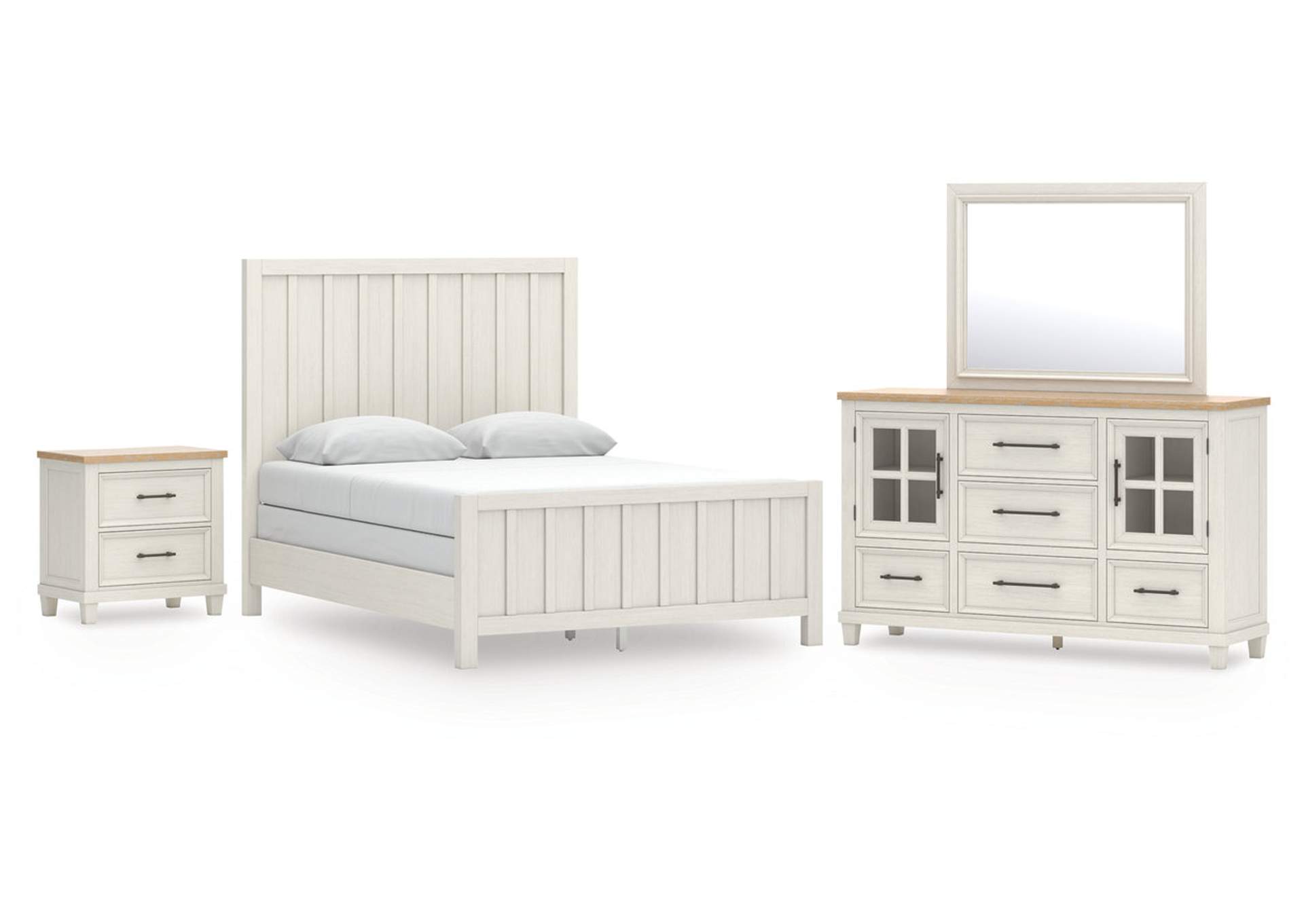 Shaybrock Queen Panel Bed with Mirrored Dresser and Nightstand image 1