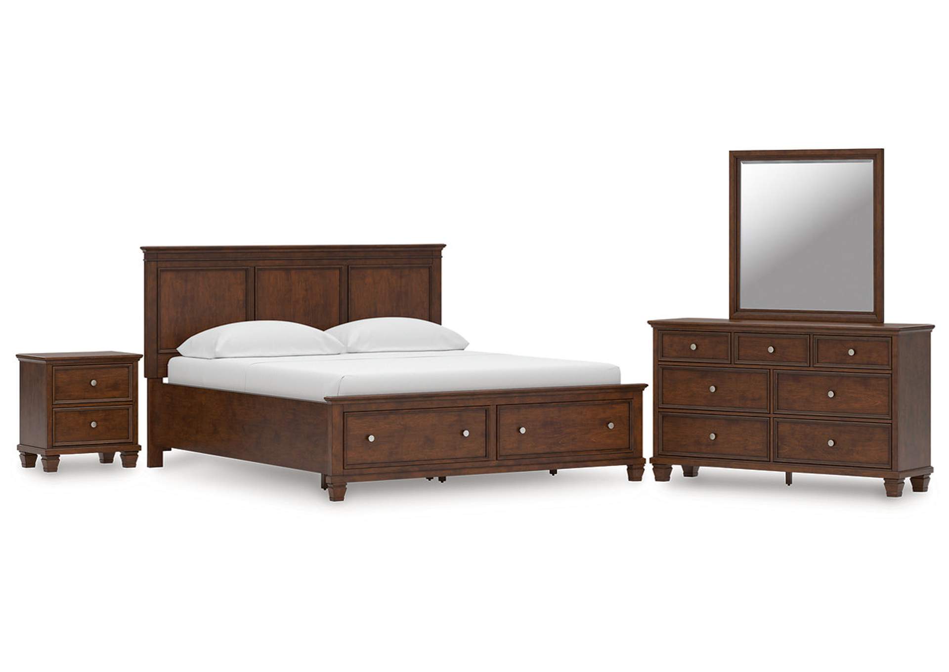Danabrin California King Panel Storage Bed, Dresser, Mirror and Nightstand image 1