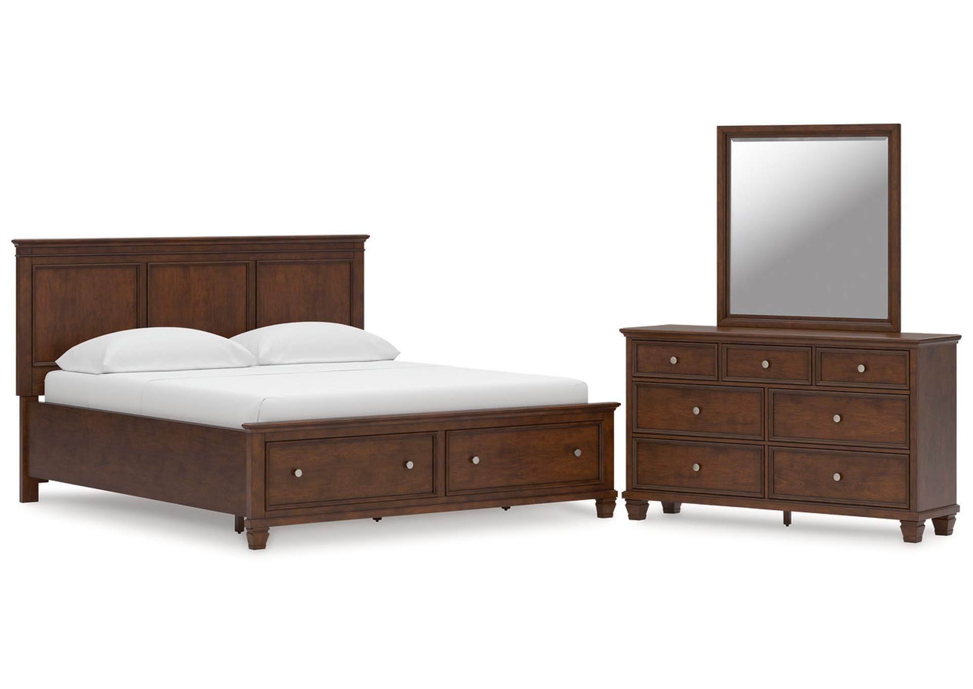 Danabrin California King Panel Storage Bed, Dresser and Mirror image 1