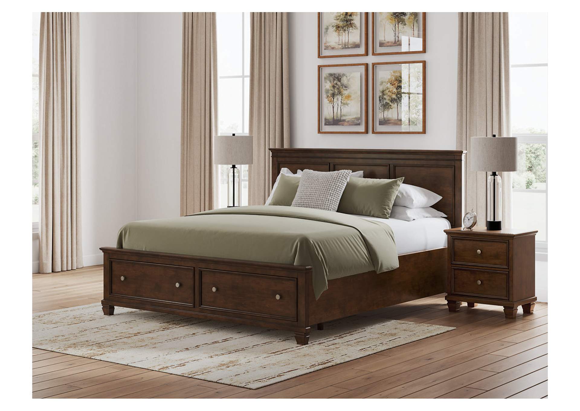 Danabrin California King Panel Storage Bed, Dresser, Mirror and Nightstand image 6