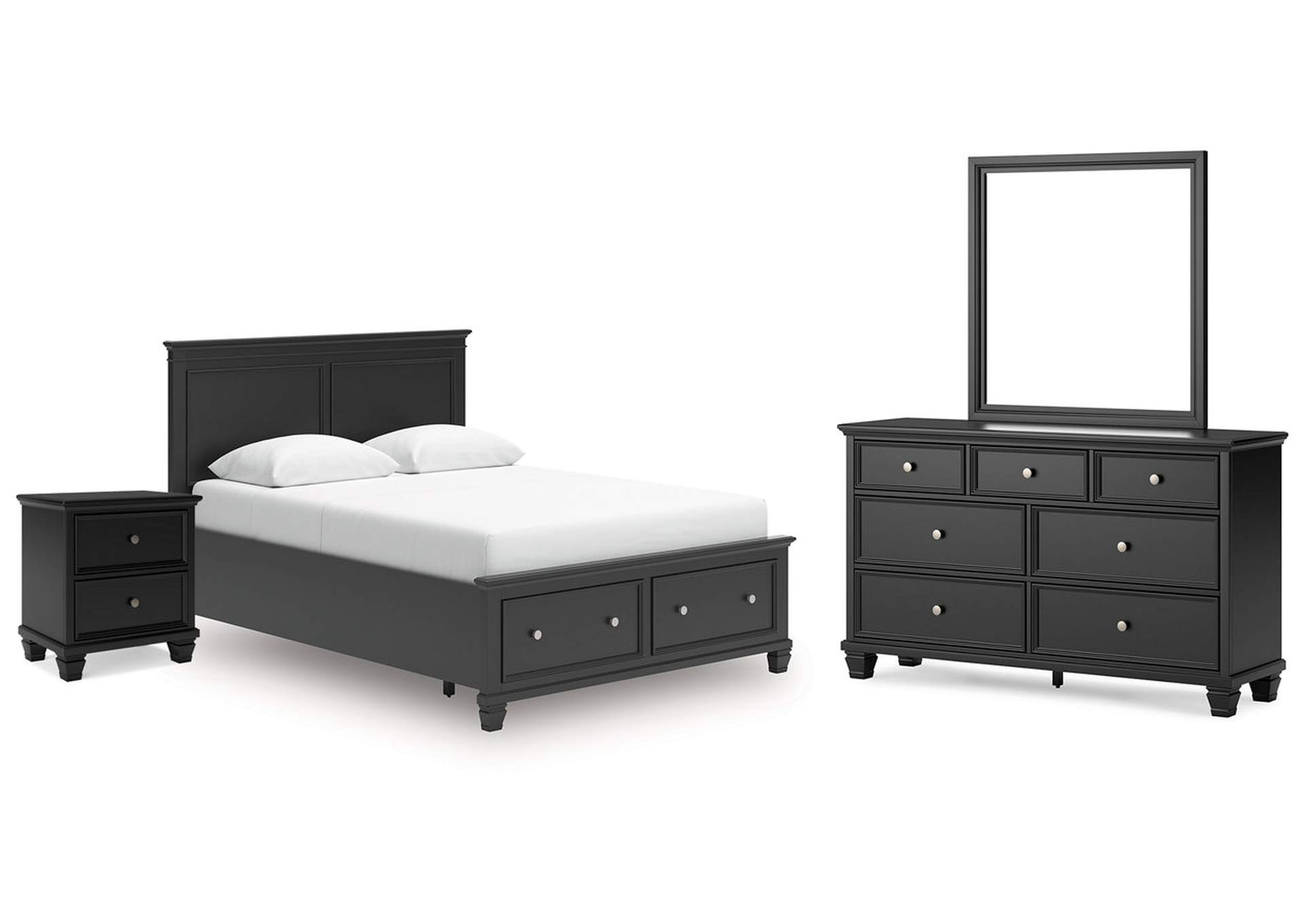 Lanolee Queen Panel Storage Bed, Dresser, Mirror and Nightstand image 1