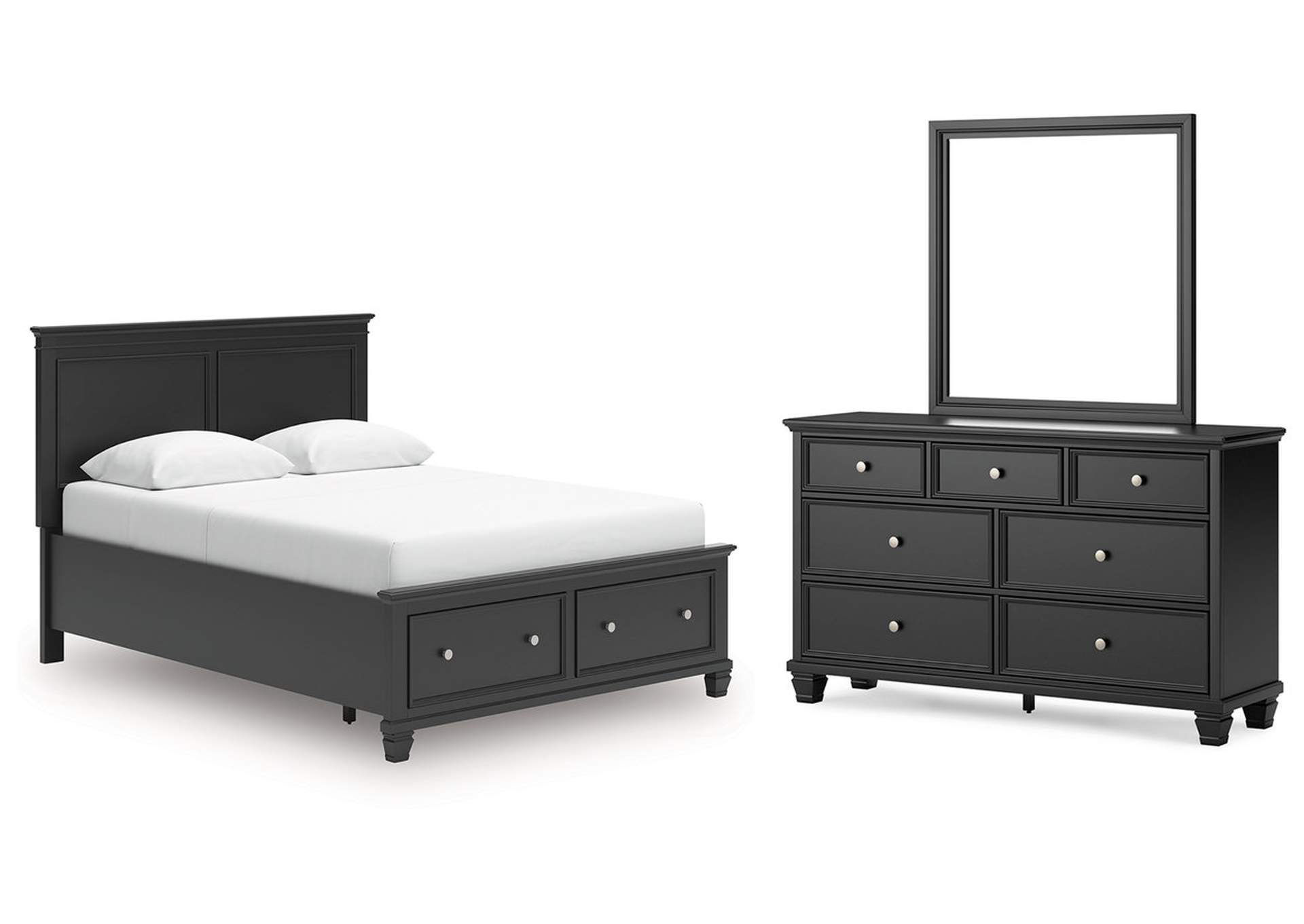 Lanolee Queen Panel Storage Bed, Dresser and Mirror image 1