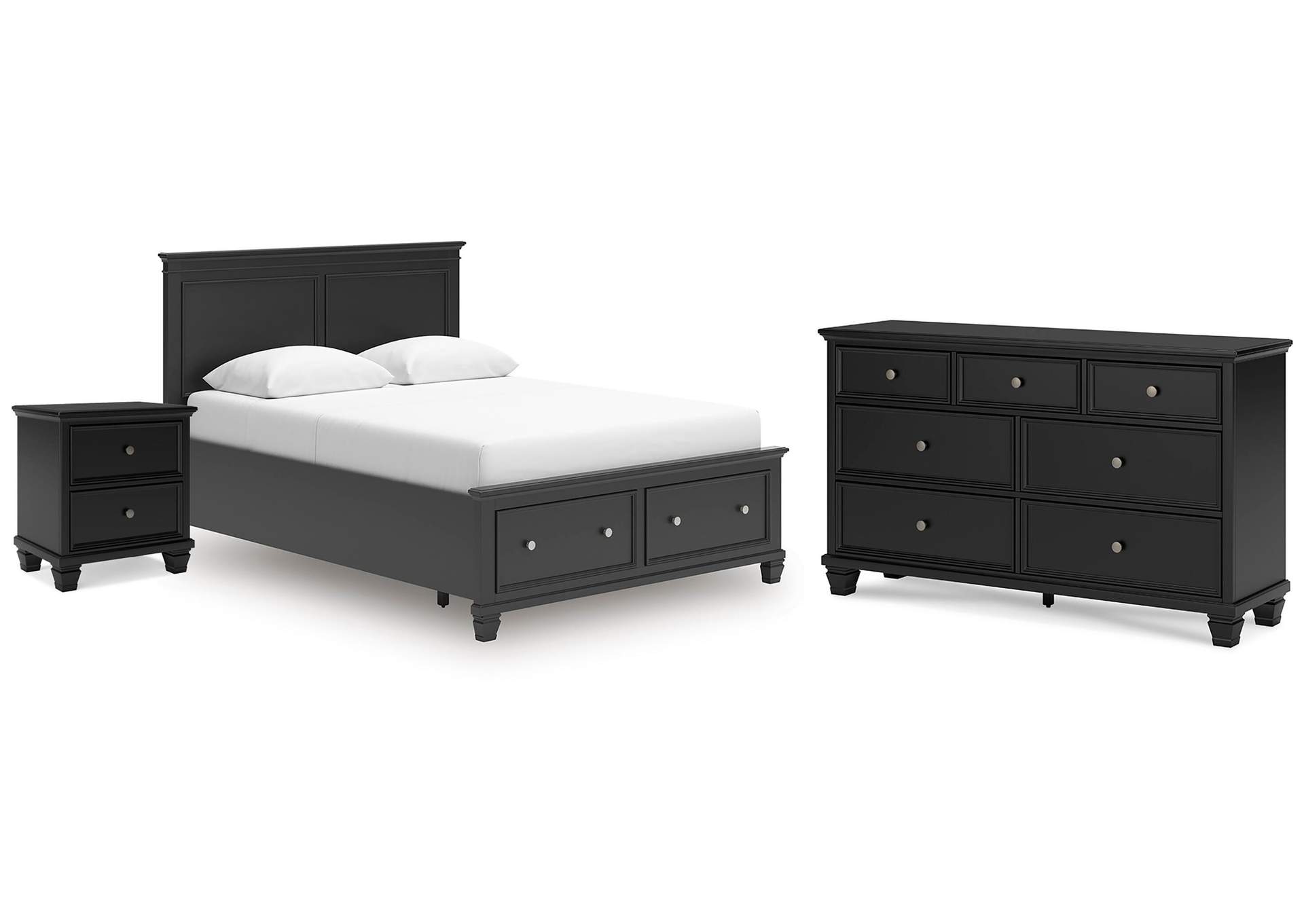Lanolee Queen Panel Storage Bed, Dresser and Nightstand image 1