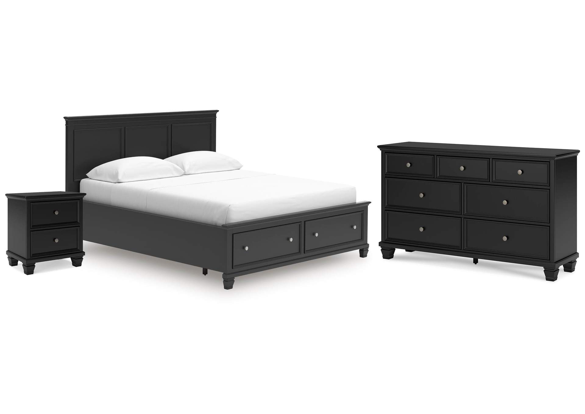 Lanolee California King Panel Storage Bed, Dresser and Nightstand image 1