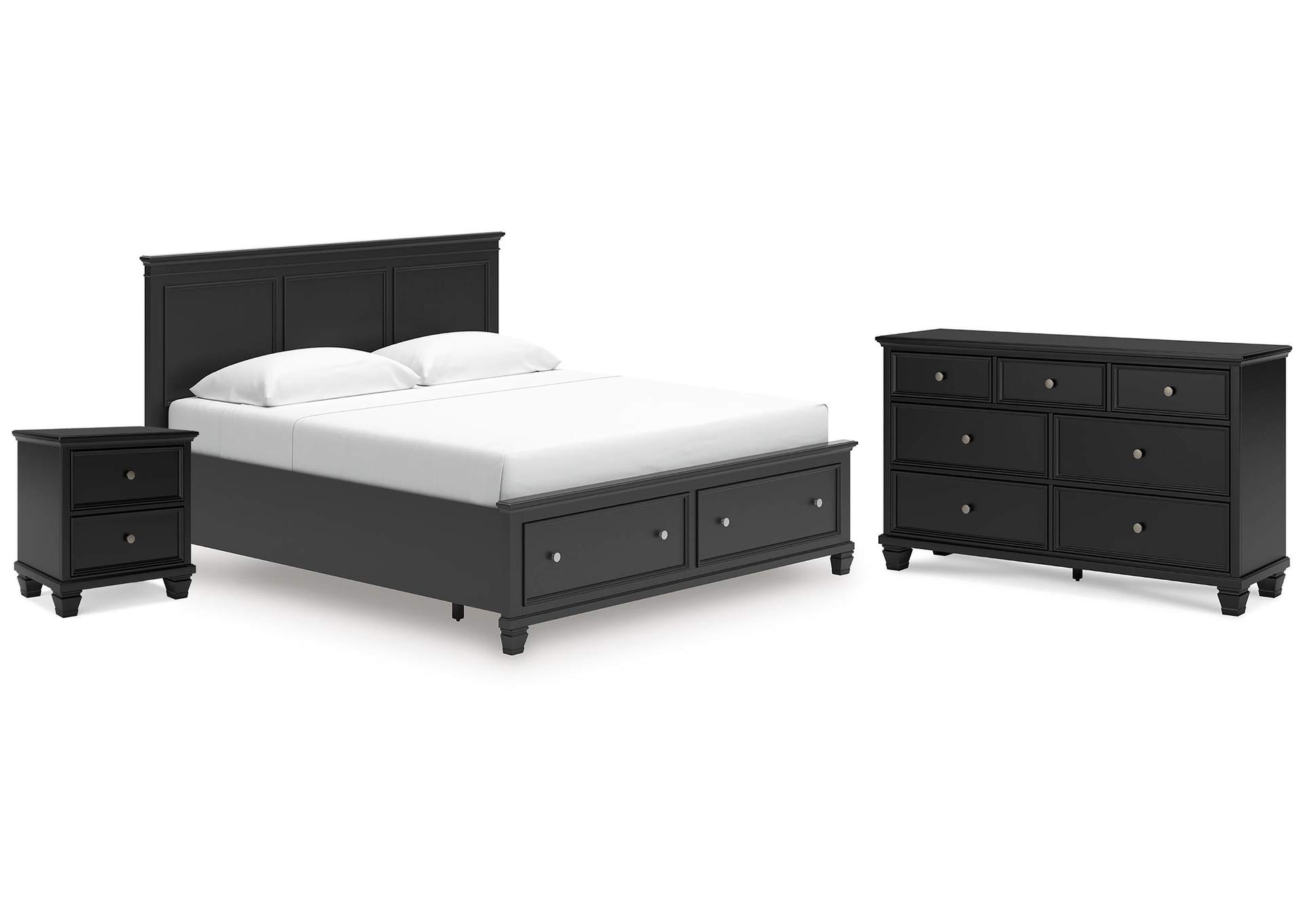 Lanolee King Panel Storage Bed, Dresser and Nightstand image 1