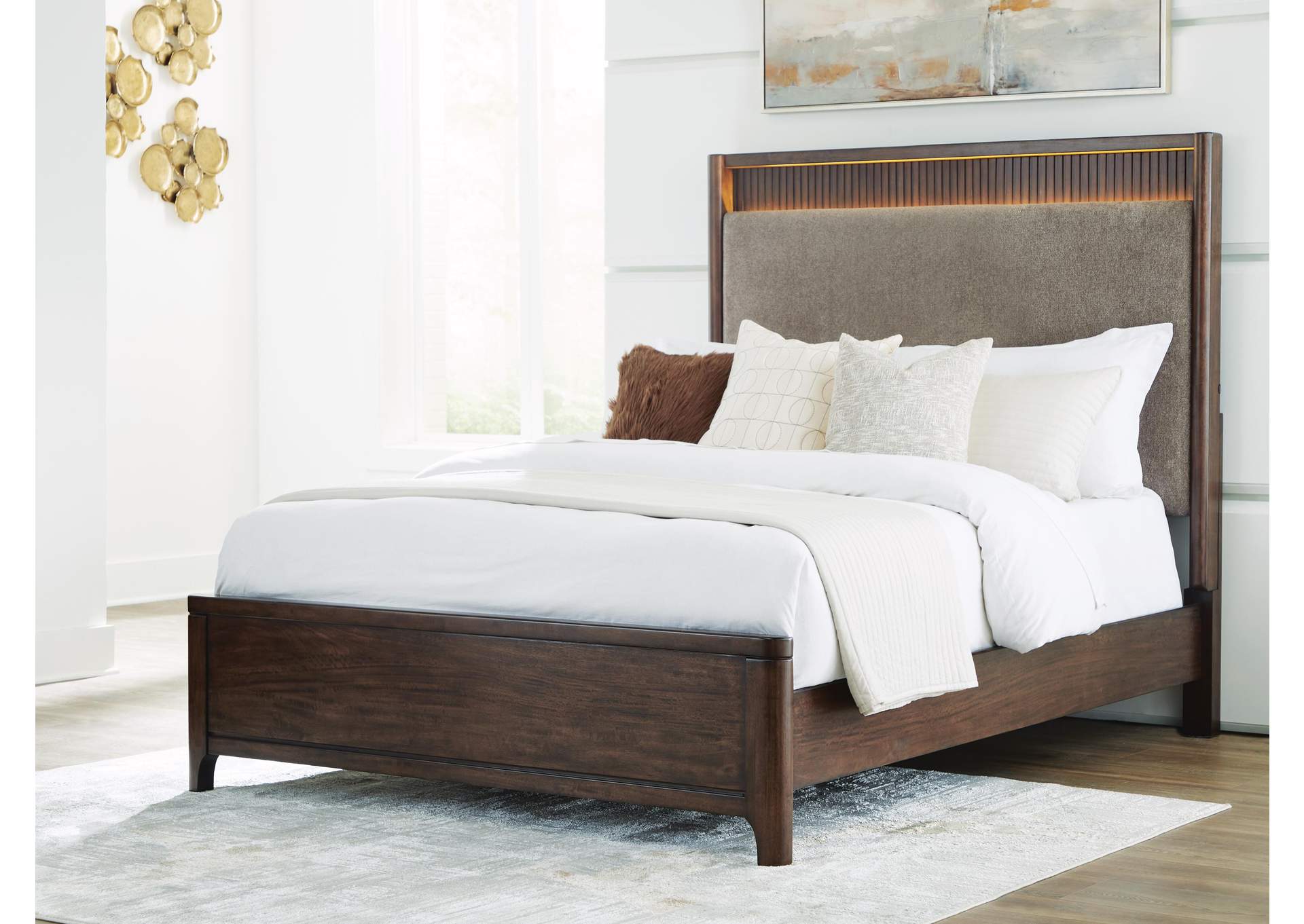 Korestone Queen Upholstered Panel Bed, Dresser and Nightstand image 5