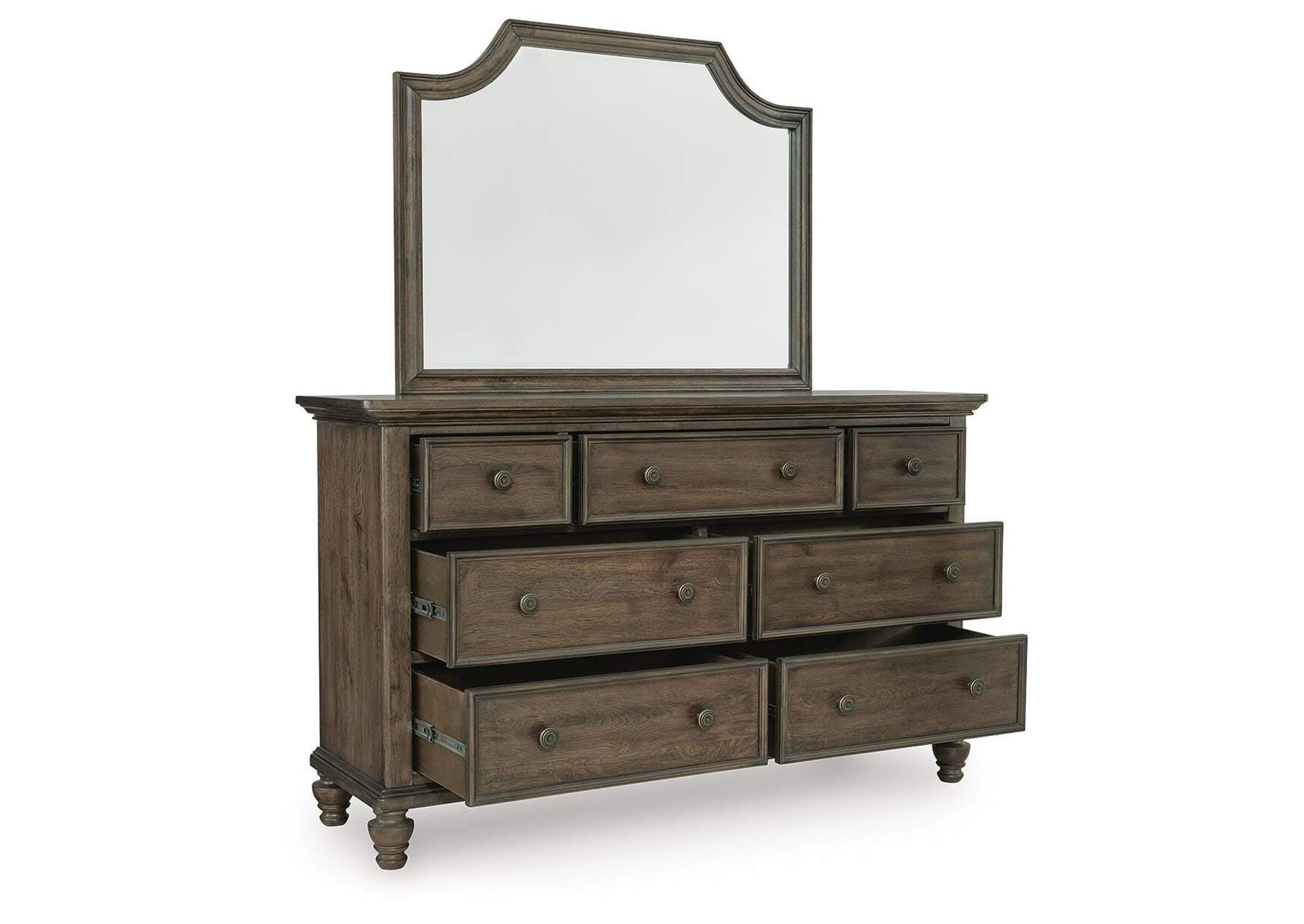 Veramond King Upholstered Panel Bed with Mirrored Dresser and Nightstand image 3