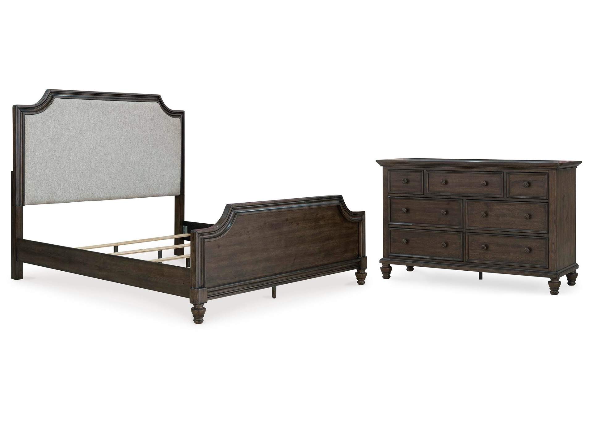 Veramond California King Upholstered Panel Bed with Dresser image 1