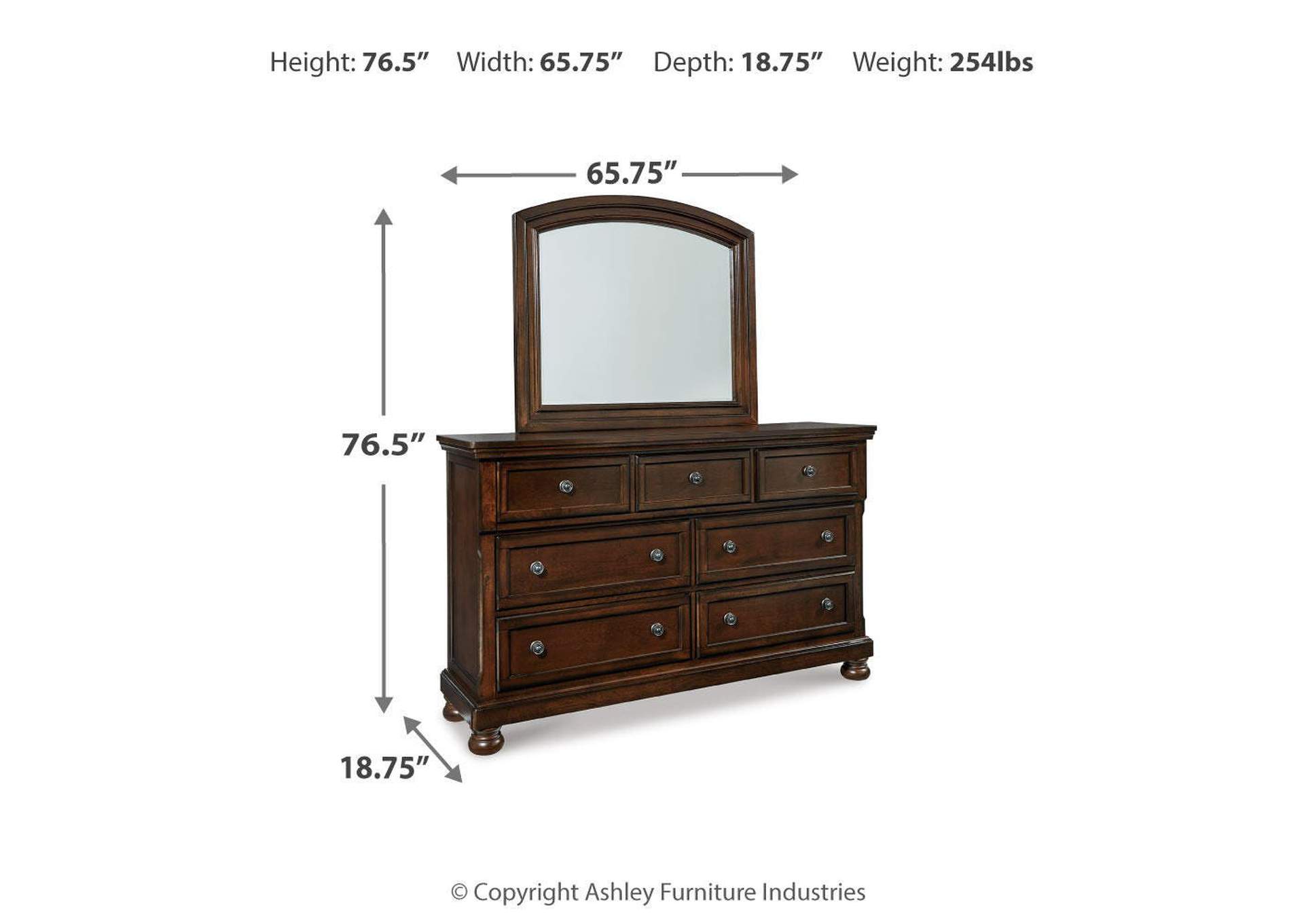 Porter California King Panel Bed with Mirrored Dresser, Chest and 2 Nightstands image 5