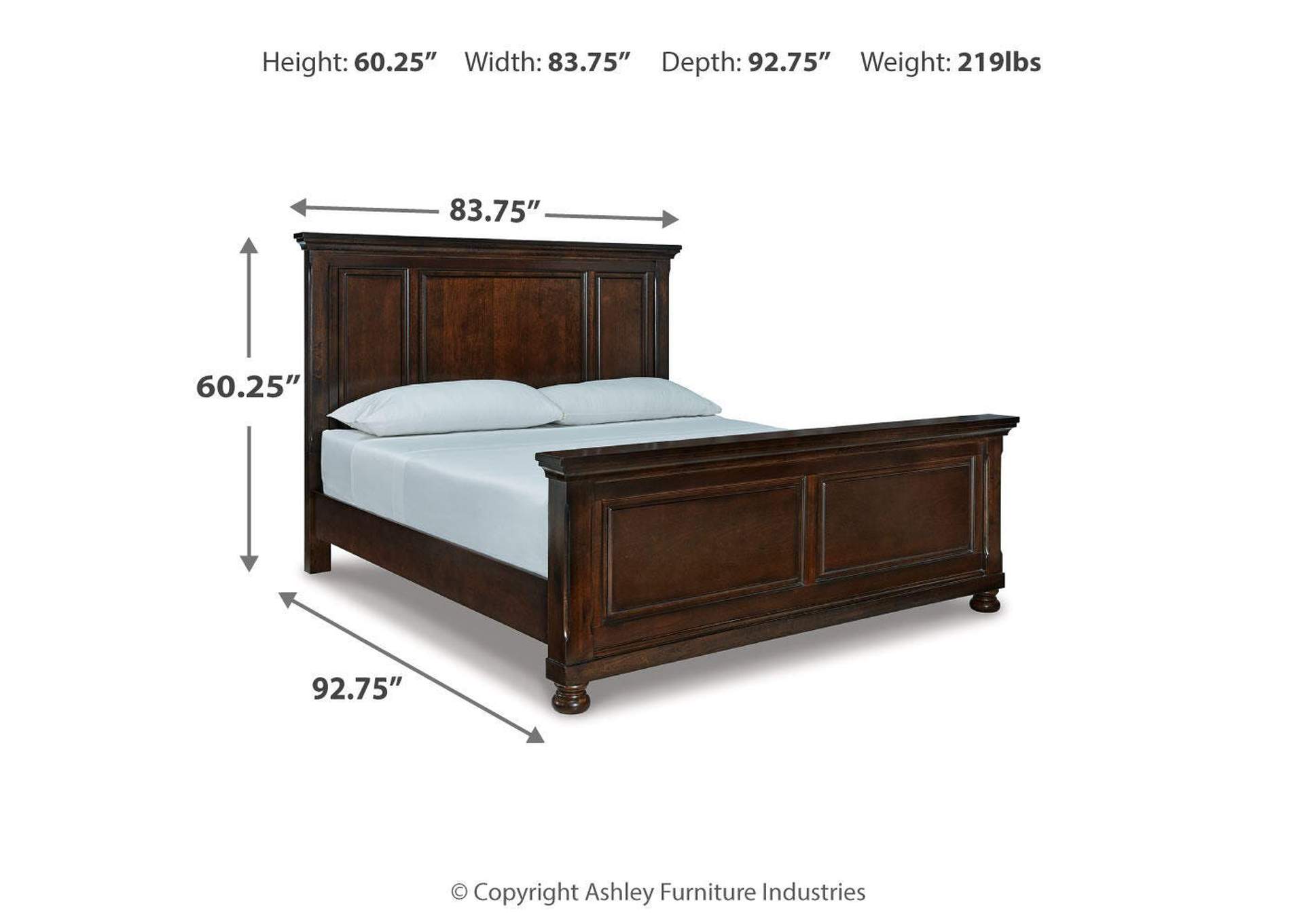 Porter California King Panel Bed with Mirrored Dresser, Chest and 2 Nightstands image 6