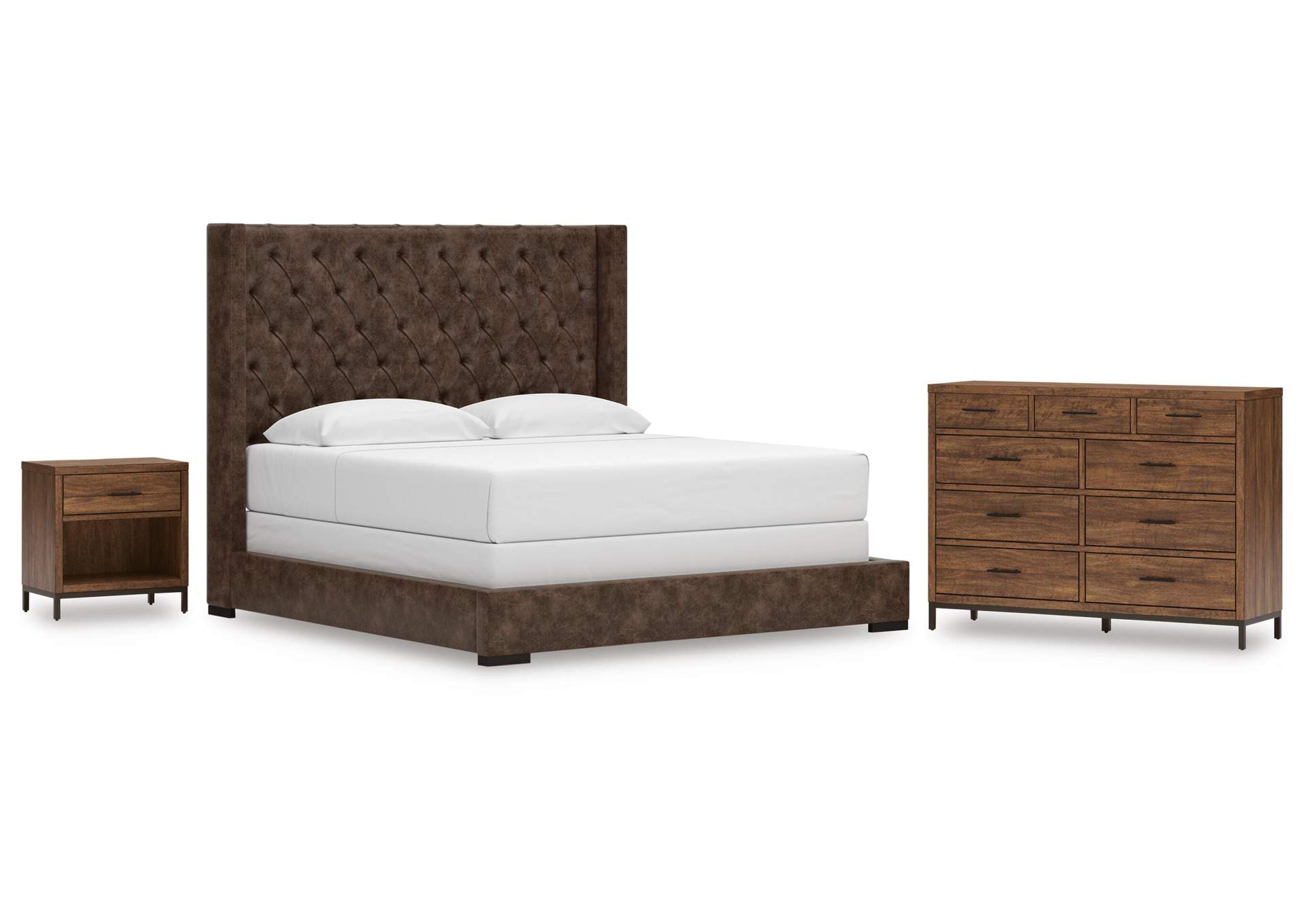 Steenlage King Upholstered Bed with Dresser and Nightstand image 1