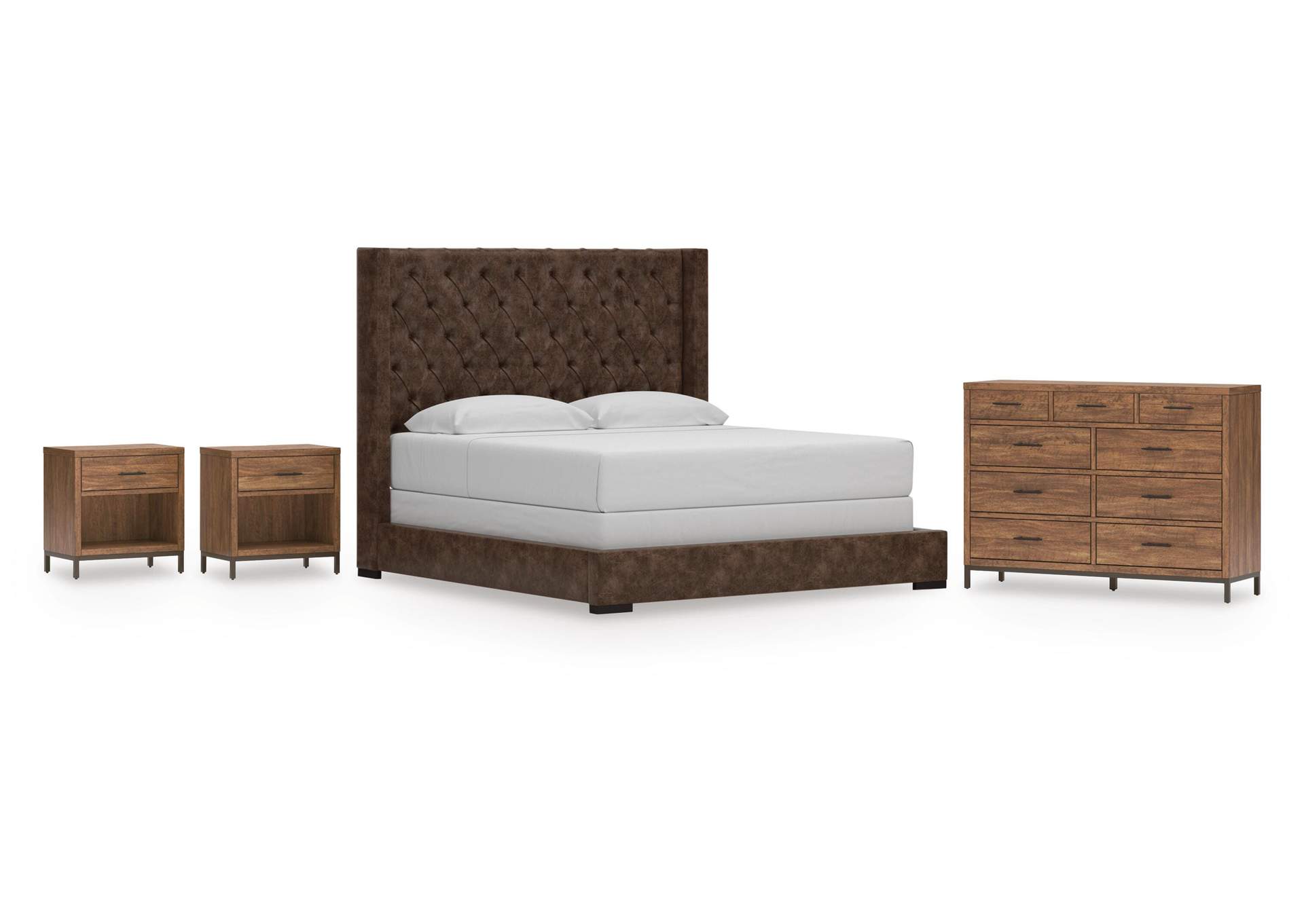 Steenlage King Upholstered Bed with Dresser and 2 Nightstands image 1