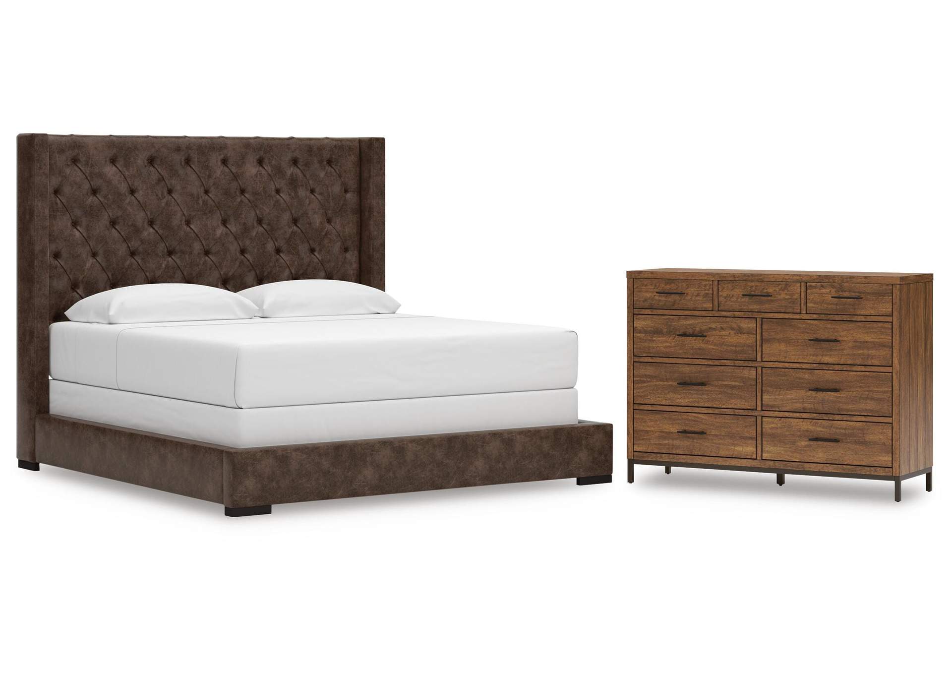 Steenlage King Upholstered Bed with Dresser image 1