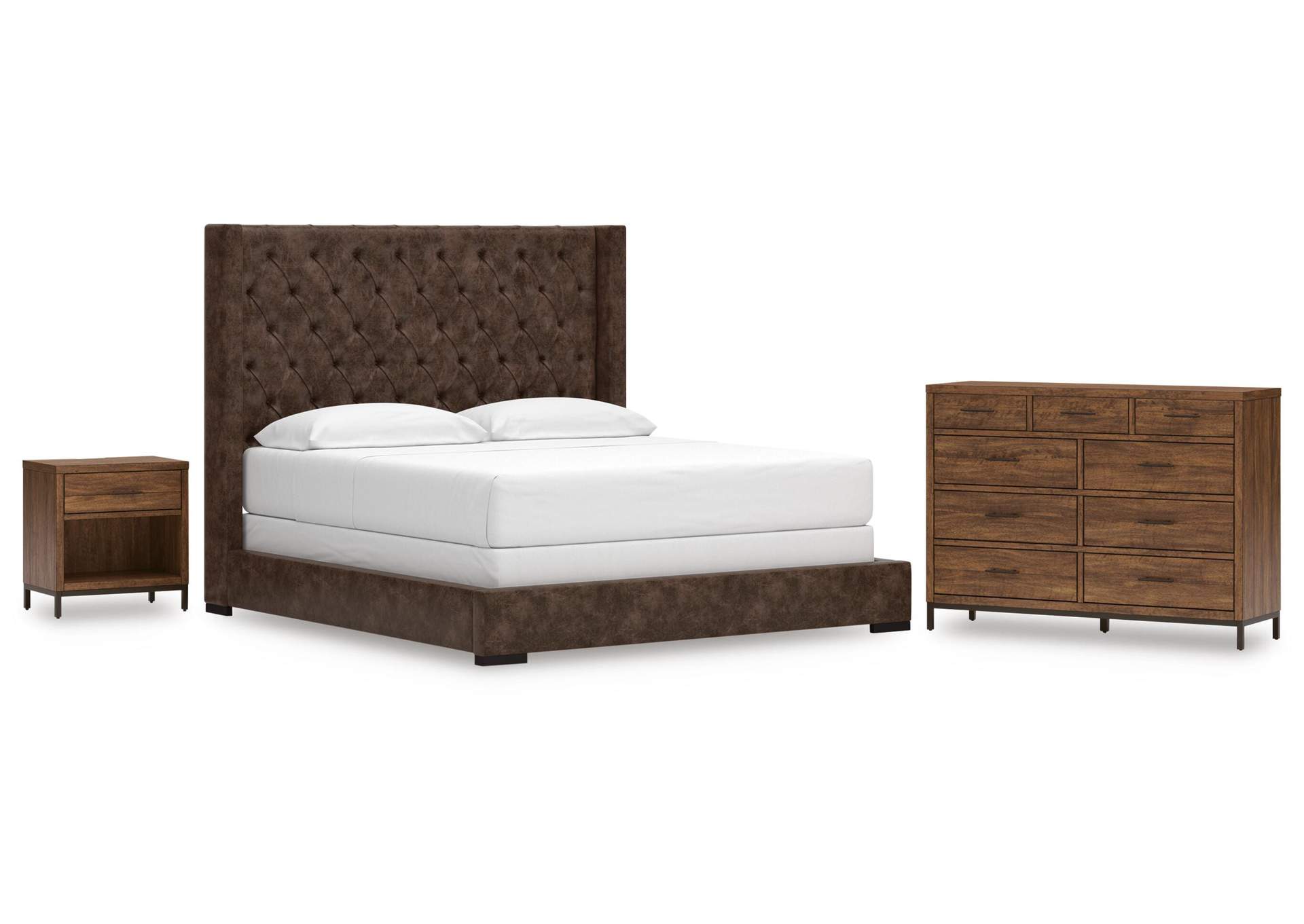 Steenlage California King Upholstered Bed with Dresser and Nightstand image 1