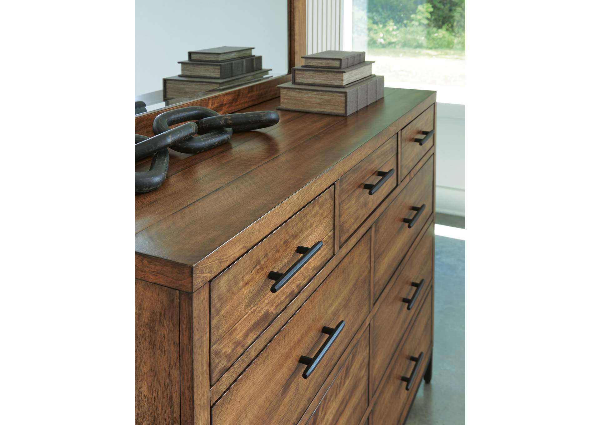 Steenlage California King Upholstered Bed with Mirrored Dresser and Nightstand image 11