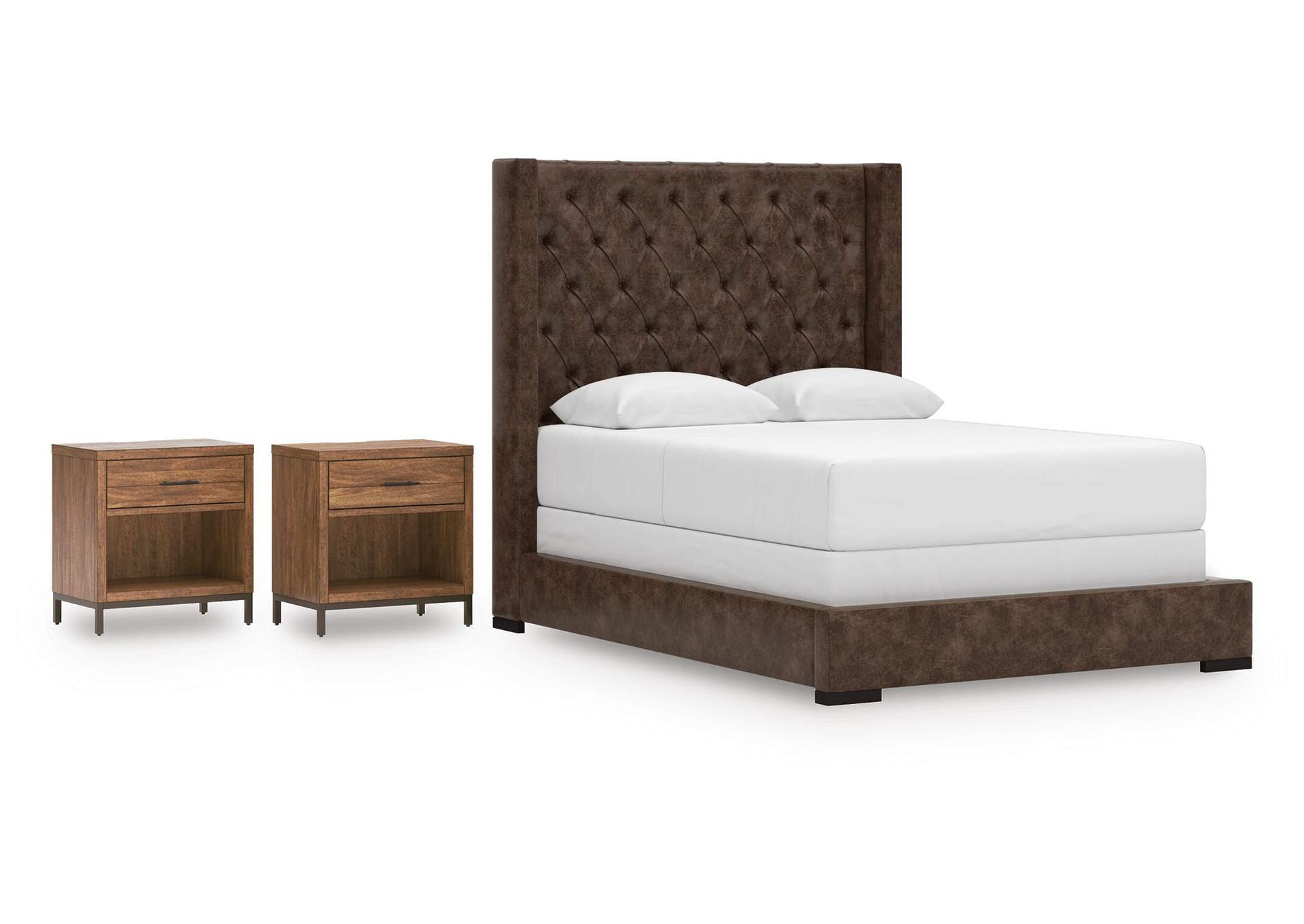 Steenlage Queen Upholstered Bed and 2 Nightstands image 1